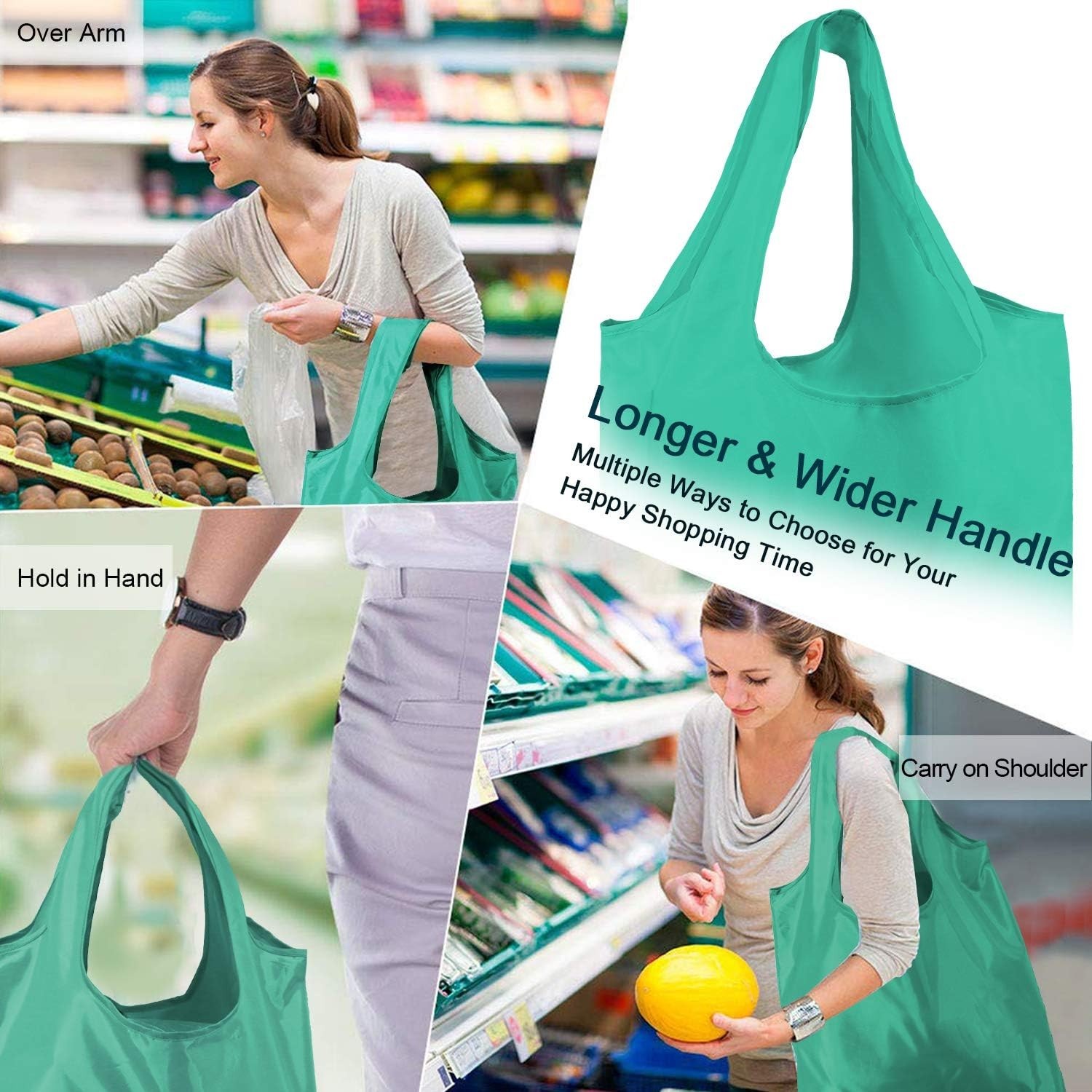 Colorful 10-Pack Reusable Grocery Bags – 50LBS Extra Large & Machine Washable