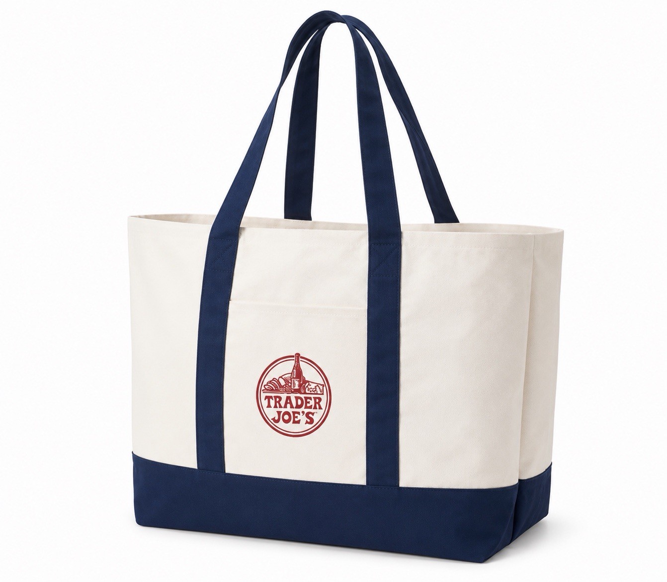 Trader Joe’s Canvas Large Tote Bag – Navy Blue authentic Brand NEW