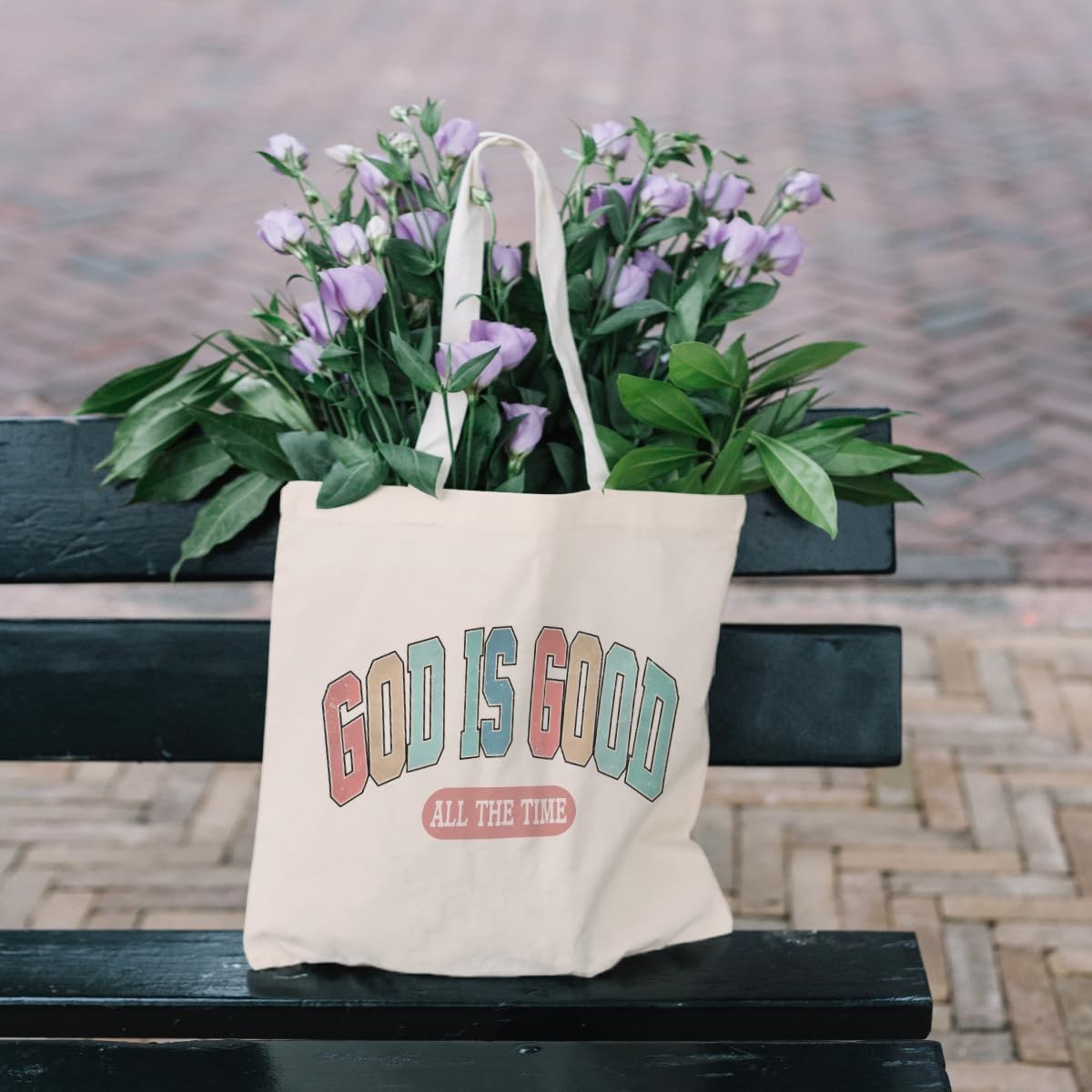Retro Boho Christian Tote Bag, Christian Gifts for Women, God is Good Christi…