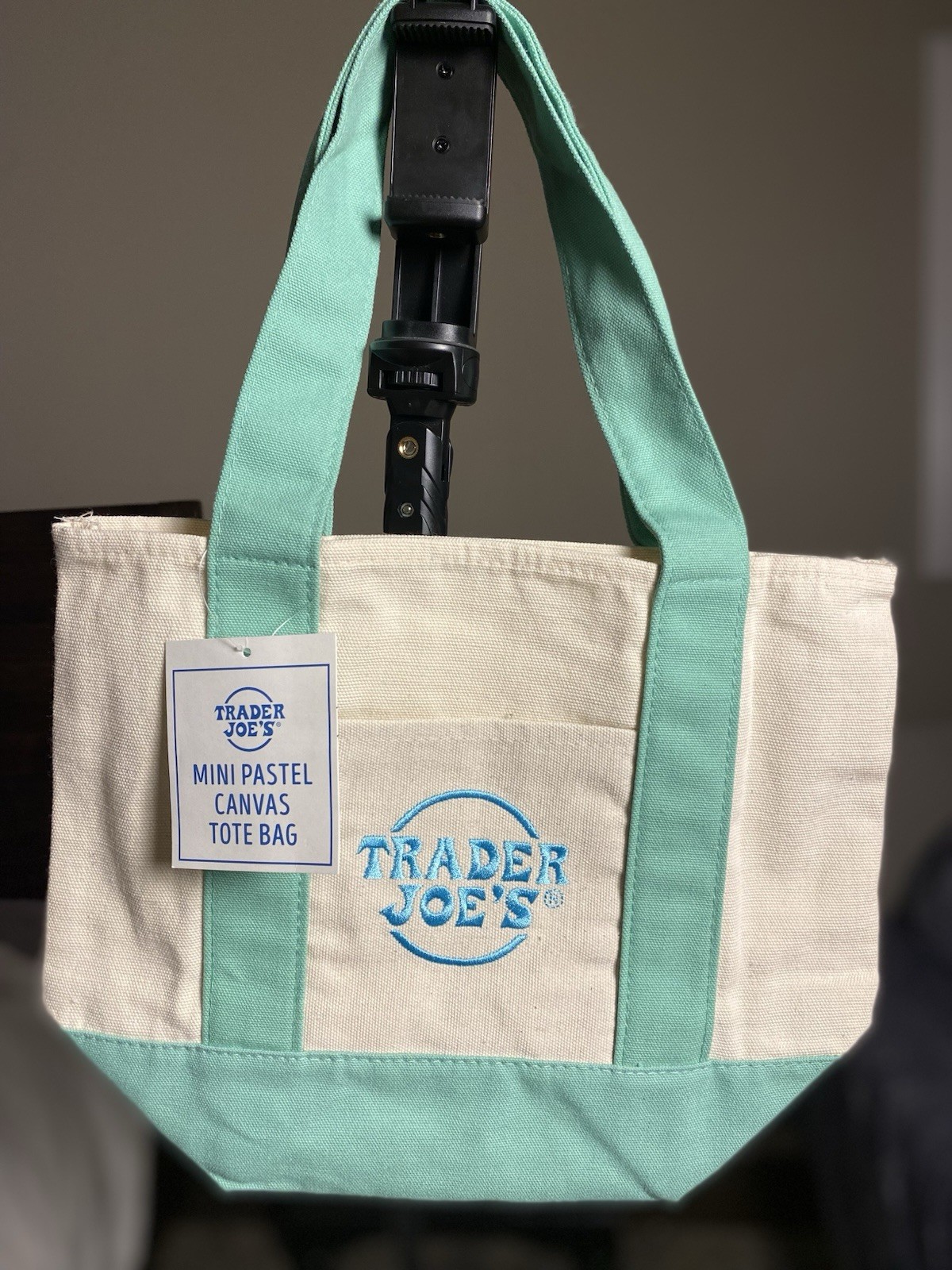 Trader Joe’s Mini Pastel Canvas Foldable Small Tote Bag Set of 4 Multicolor