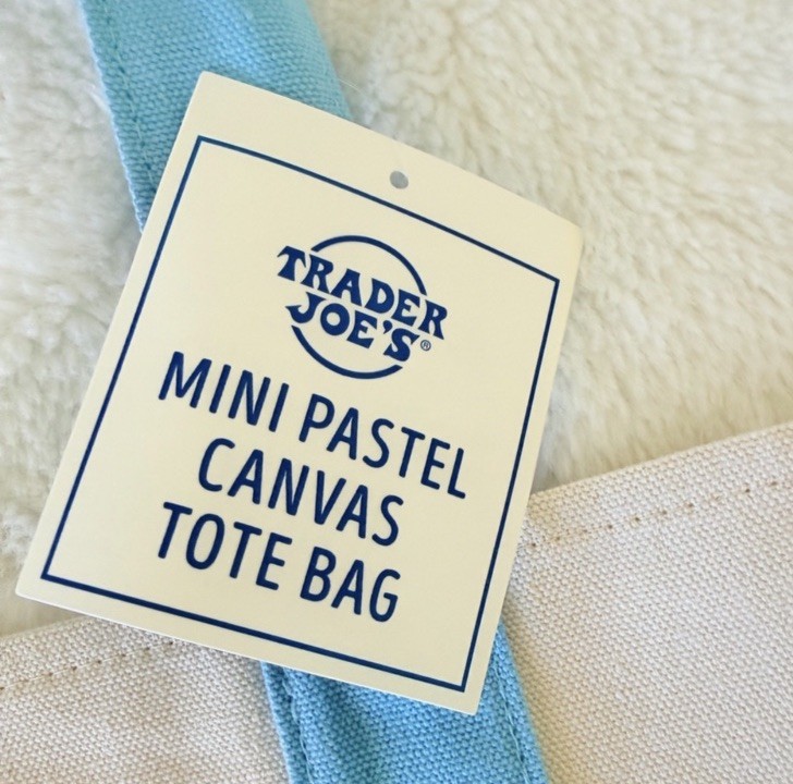 Set of 2 – Trader Joe’s Mini Pastel Canvas Tote Bag- Blue and Green – Viral