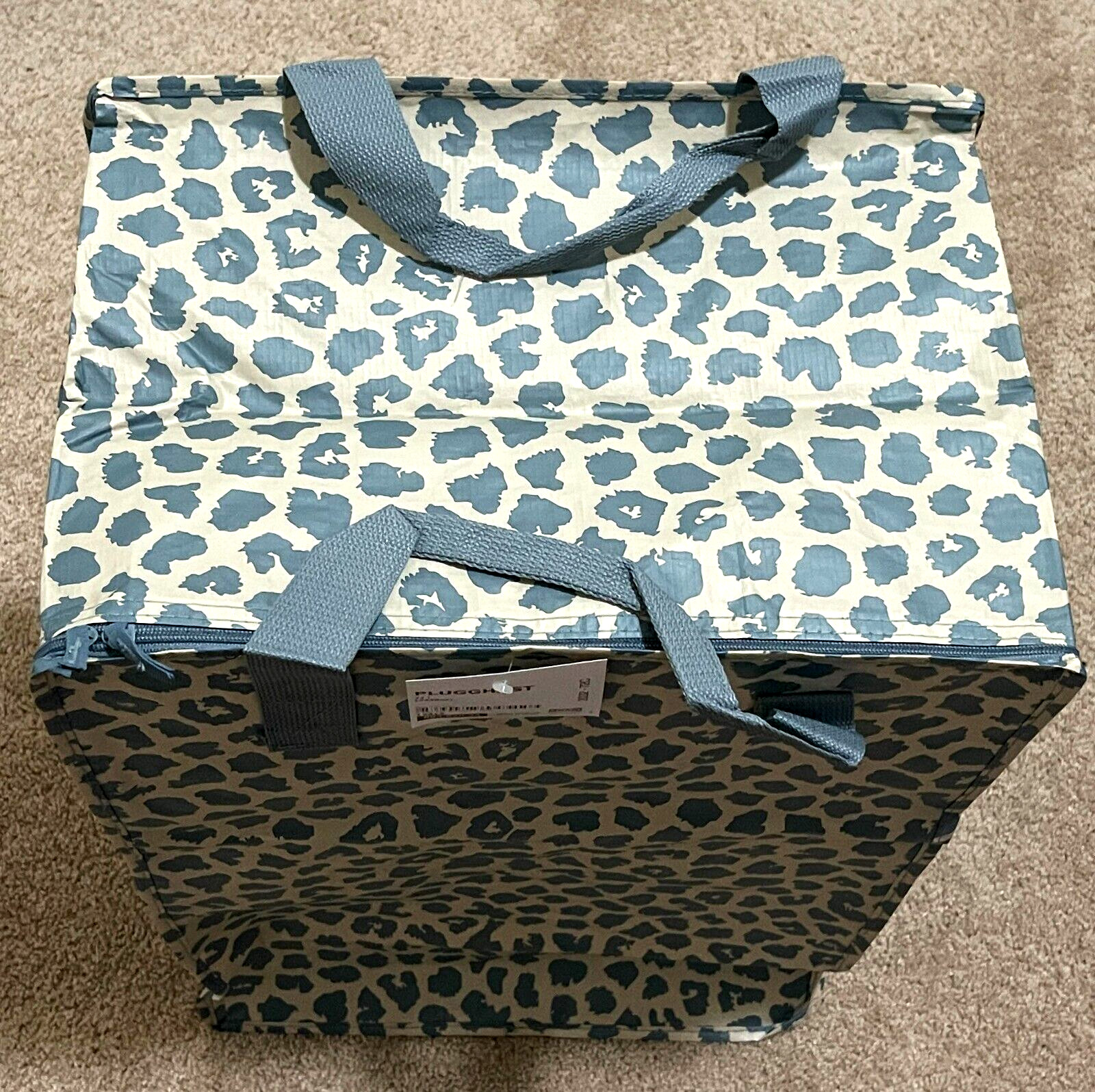 IKea PLUGGHAST Frakta Zipper Storage Backpack Bag Leopard Patterned Blue New