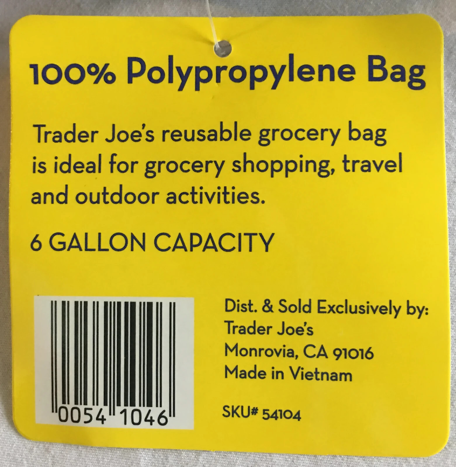 Trader Joe’s Reusable State/Region Tote Polypropylene Bag from Delaware 6 Gallon