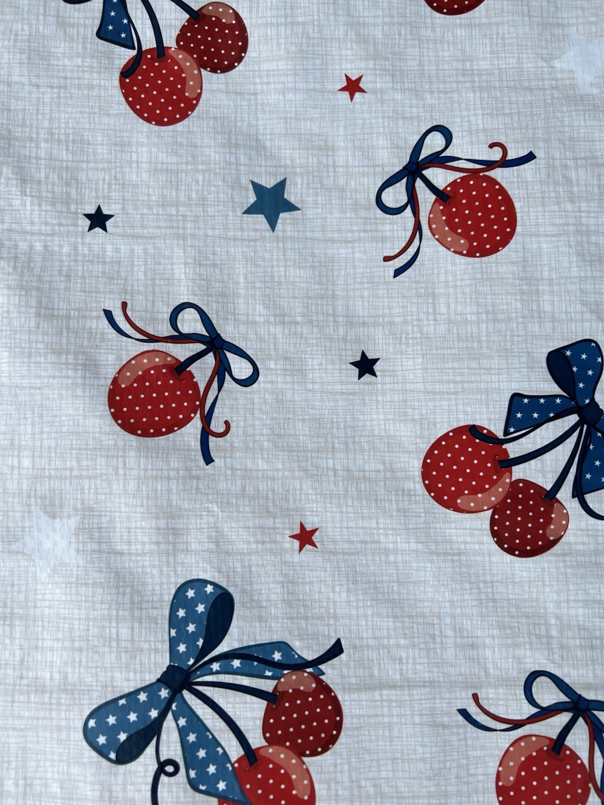 Cherry Red White Blue Shopping Gift Bag Reusable Large Tote Summer USA July 4th