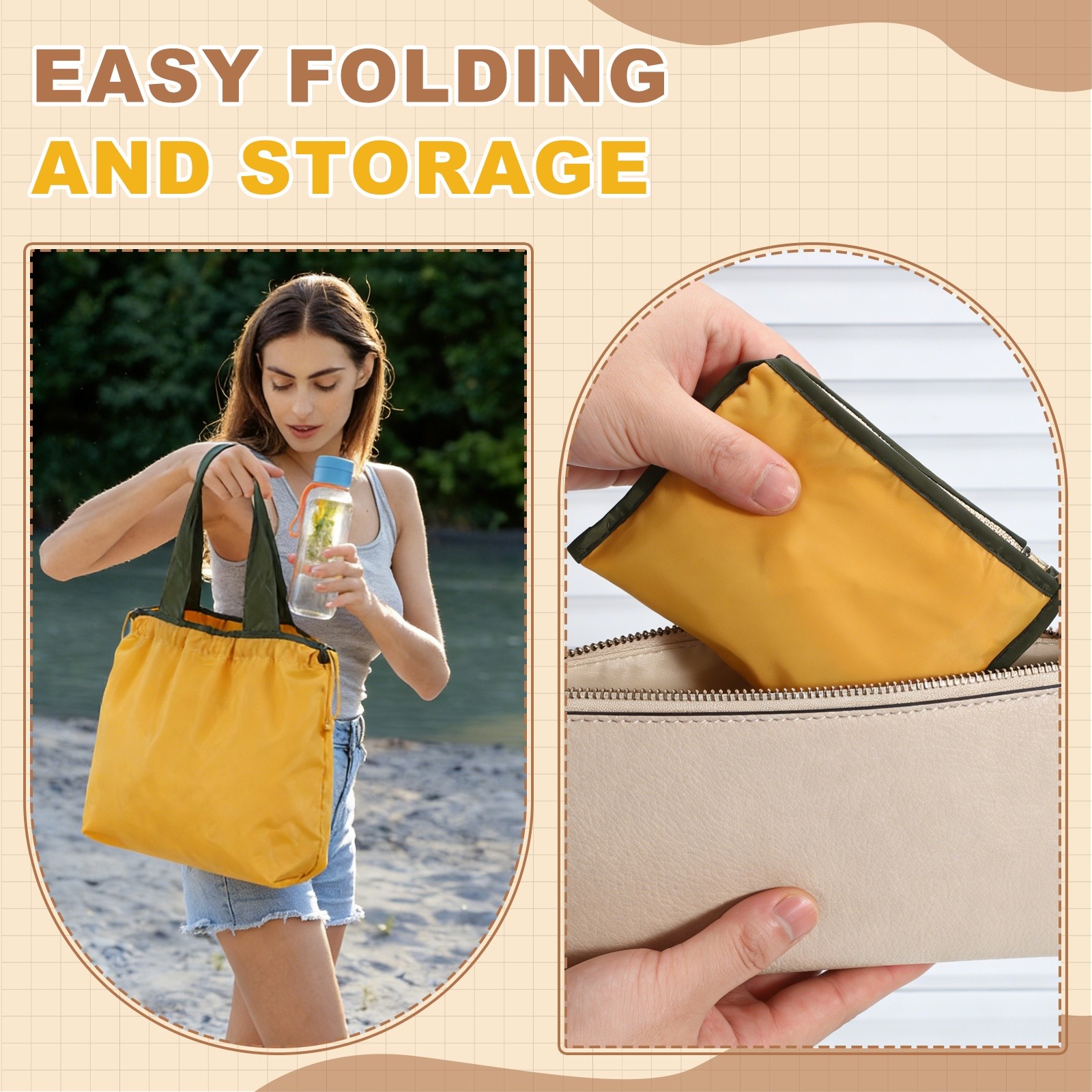 14.3 x 13.4 Inch Washable Shopping Bags with Handles for Shopping, Sapphire