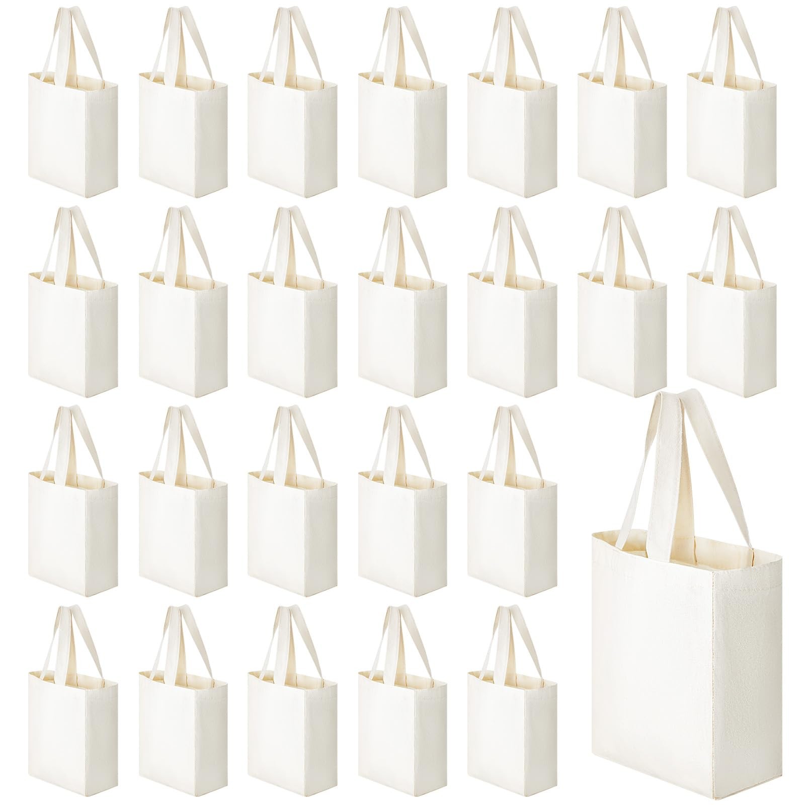 Amylove 24 Pcs Mini Tote Bag Sublimation Blank 8 x 10 x 4 Inch, Natural Color