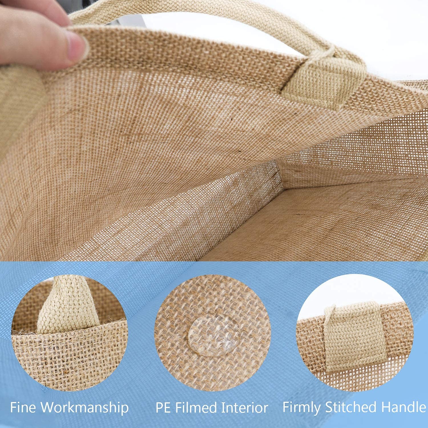 Segarty Tote Bags, 6 Pack Large Burlap Reusable Jute Canvas Gift Favors Bag w…