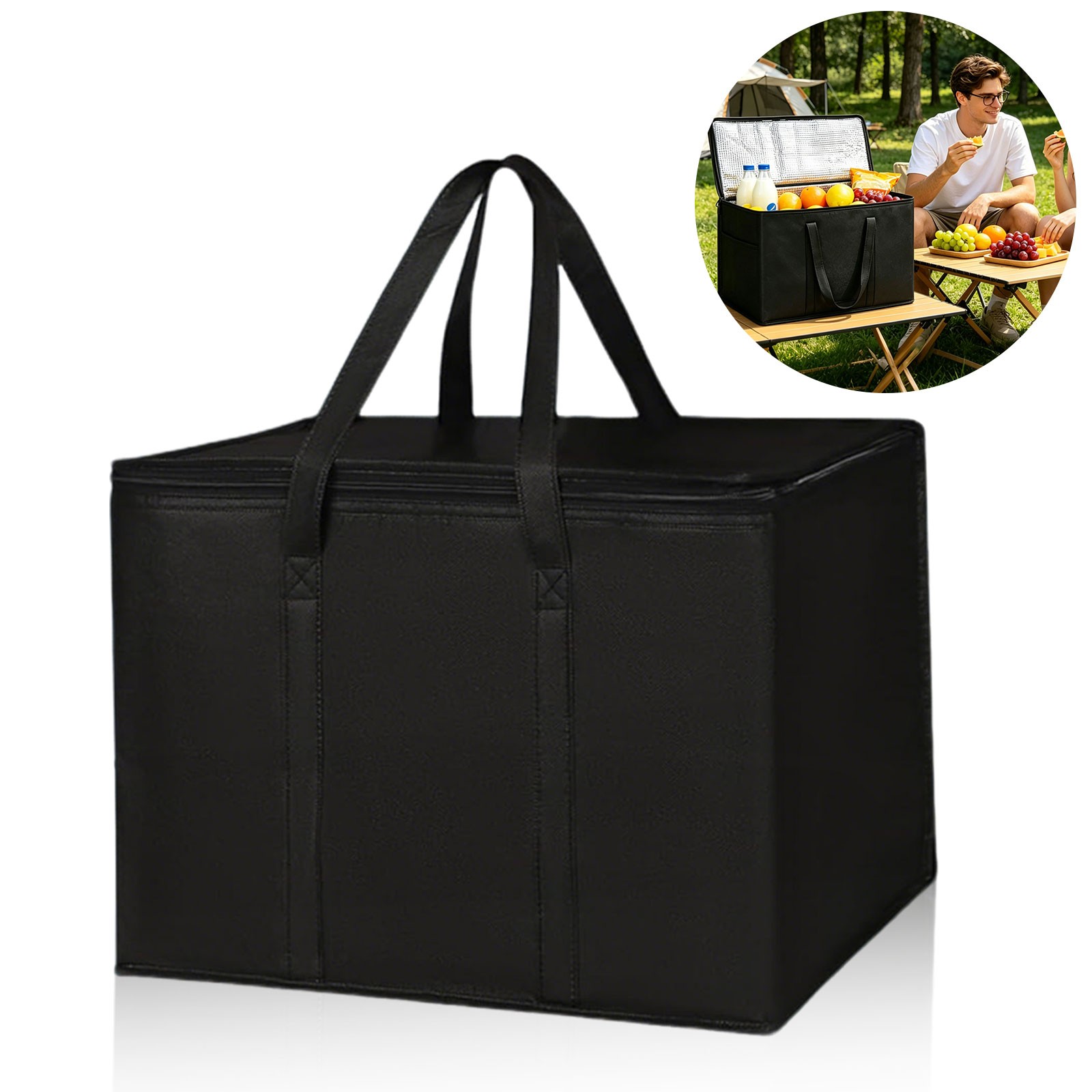 Extra Large Insulated Grocery Shopping Delivery Bag Foldable Cool Hot Food Tote