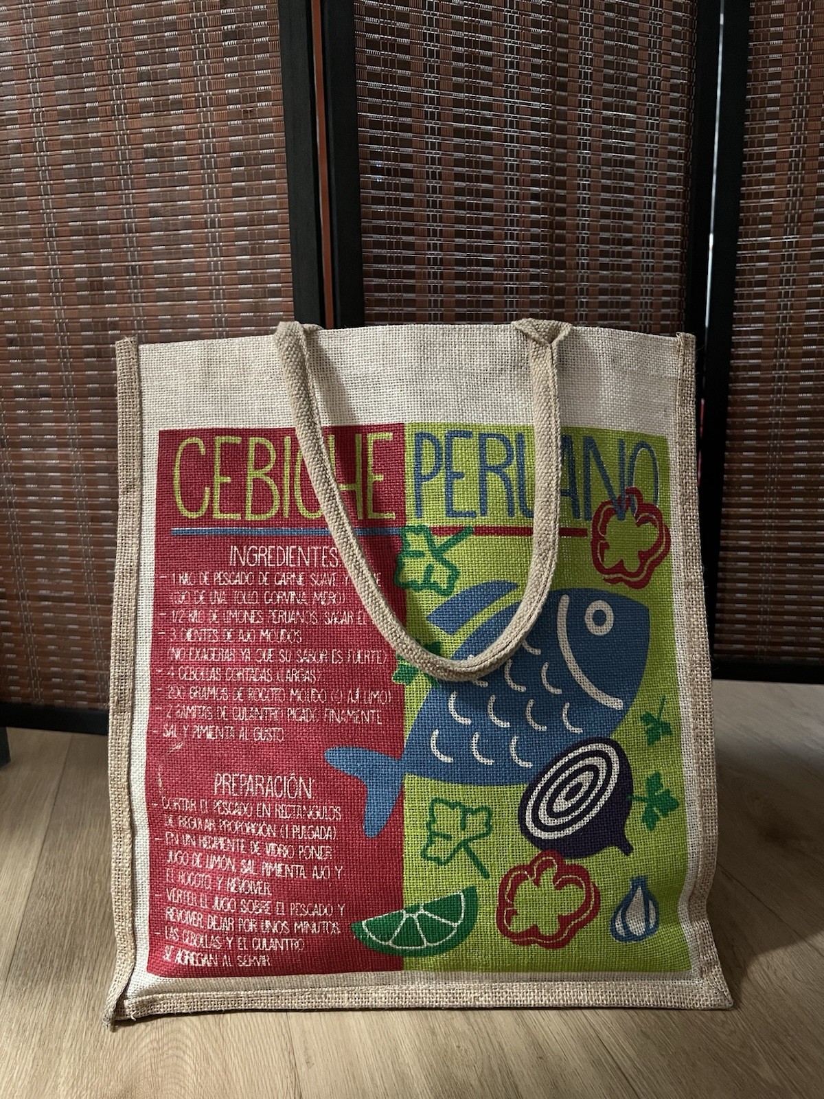 Reusable Tote/Jute Bag Farmers Market Burlap Vibrant Shopping Bag Peruvian