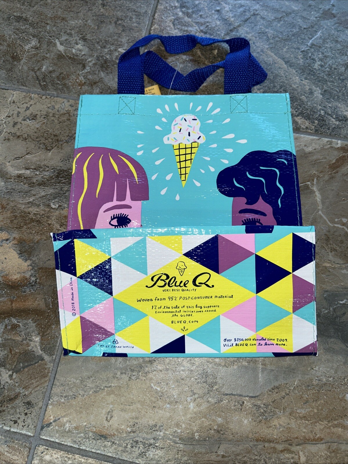 Blue Q HANDY TOTE 95% Post Consumer Materials Cool Reusable Green Lunch Gift Bag