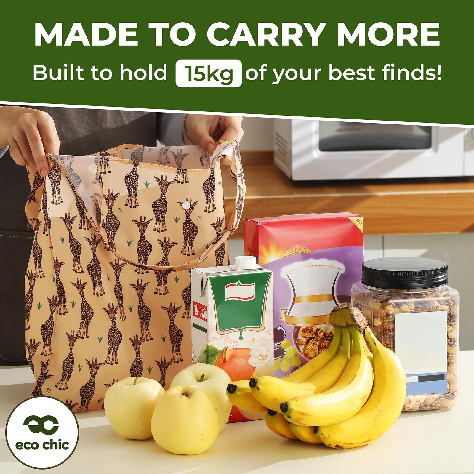 Foldable Reusable Grocery Bags – Foldable Grocery Bags – Lightweight, Recycle…