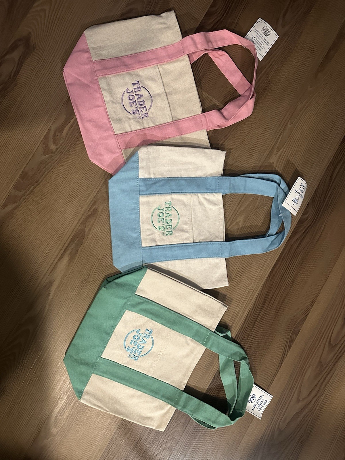 Trader Joe’s Canvas Foldable Reusable Shopping Bags Multicolor Three-Piece Set