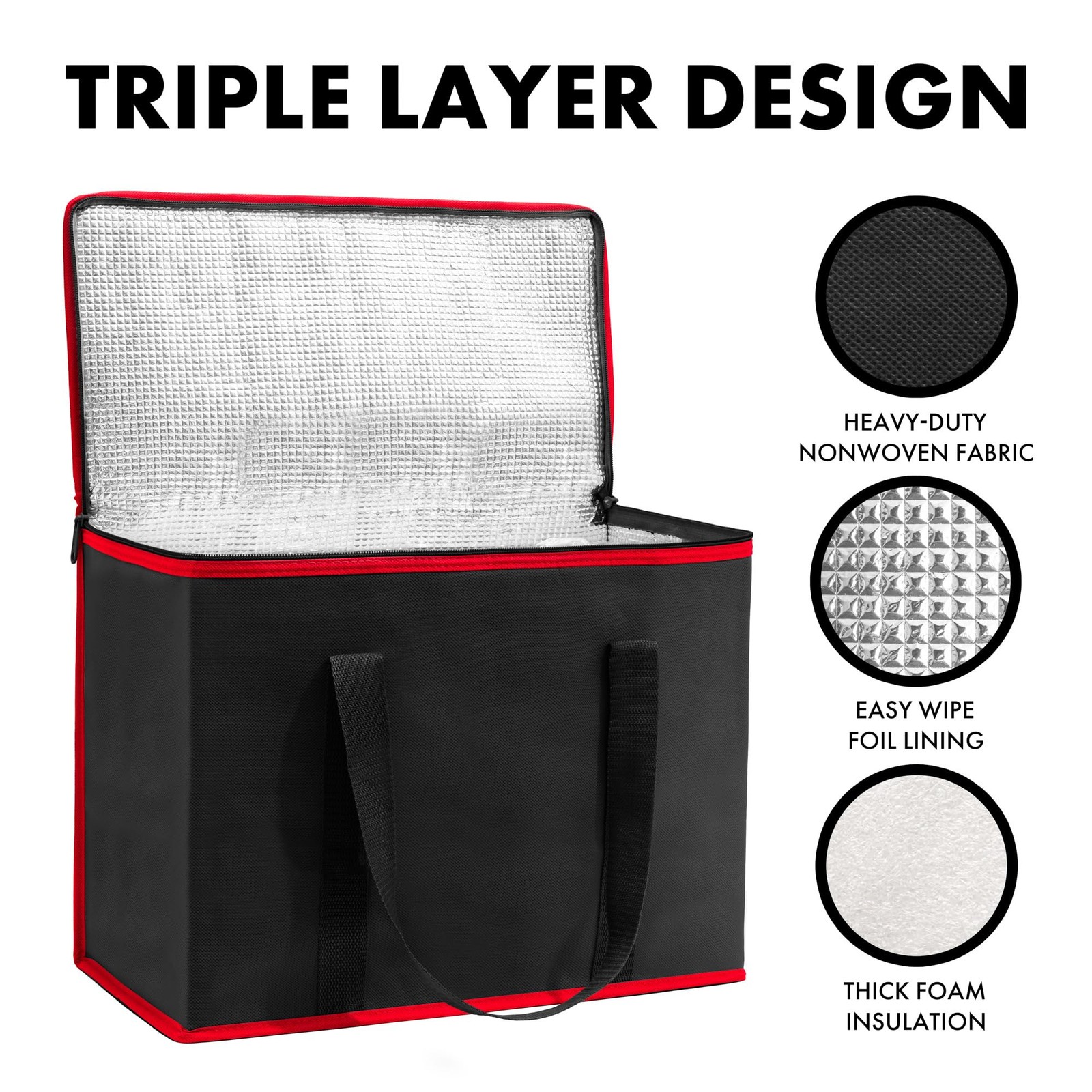 (Not Made In China) Insulated Reusable Grocery Bags, Catering and Delivery Ba…