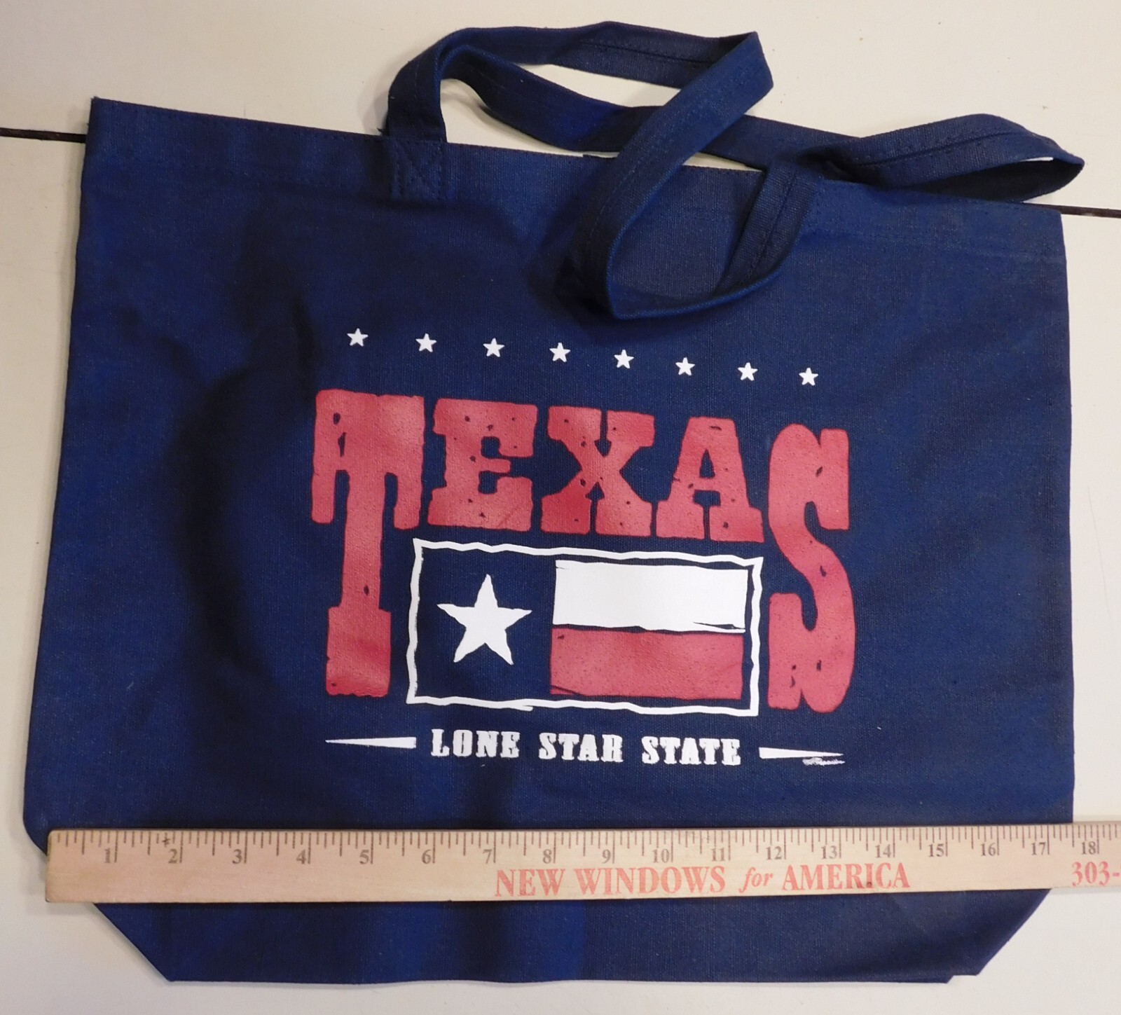 Texas Lone Star State Tote Shopping Bag Canvas Cloth USA Printed Distress Style