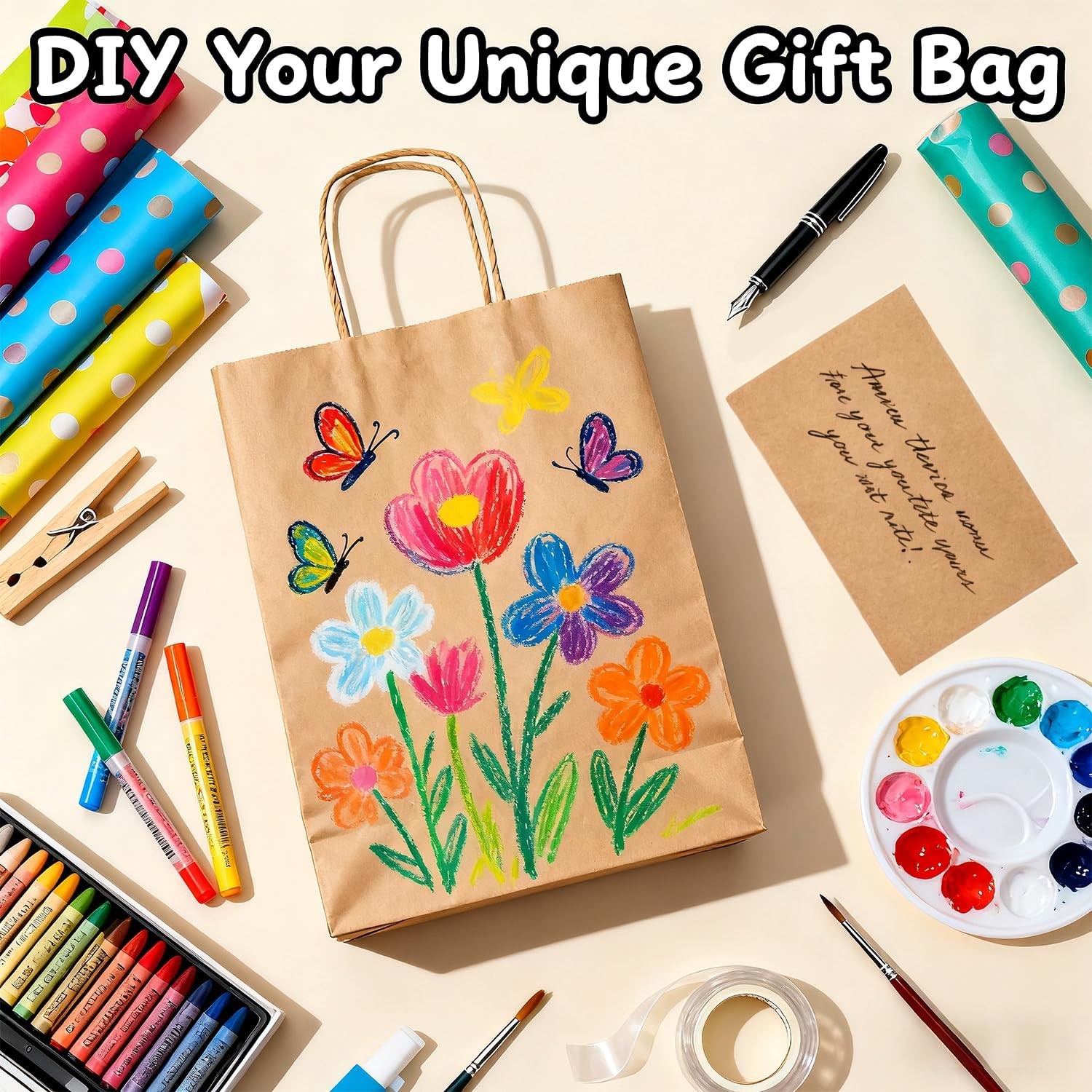 50/100 Large Brown Kraft Paper Shopping Gift Bags with Handles 10.6×8.26×4.3inch