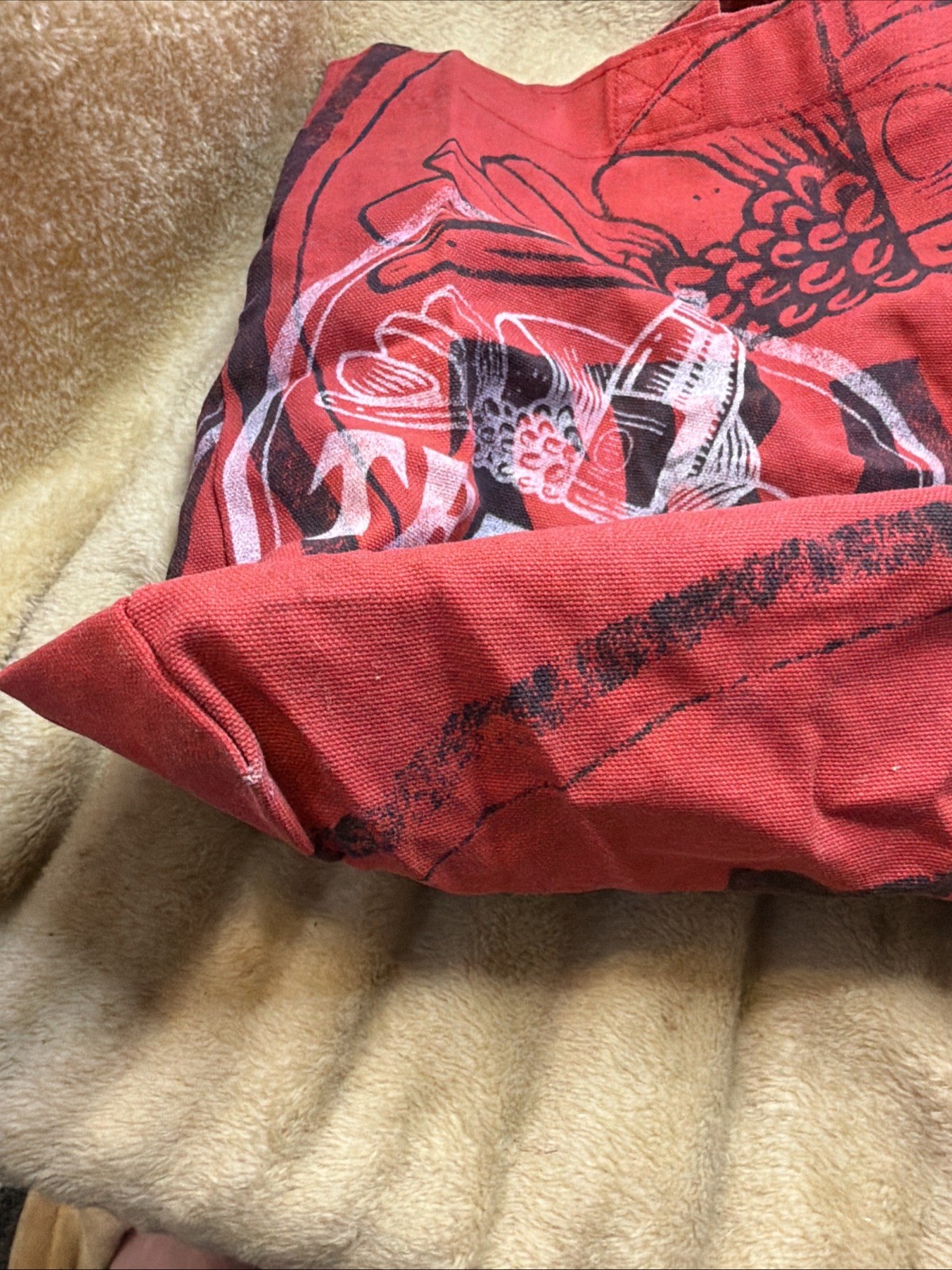 Vintage Trader Joe’s Made in USA Red Canvas Cheese Wine And Bread Tote Bag