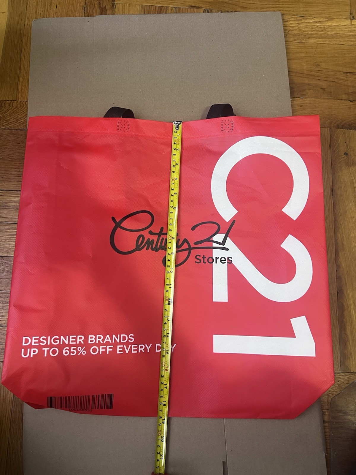 Century 21 Stores Red Reusable Shopping Tote Bag Designer Brands NYC Large
