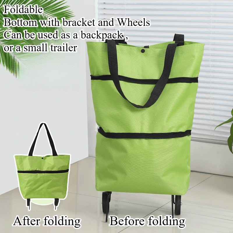 1PC Portable Grocery Pull Cart Folding Shopping Cart Small Trailer with Wheels