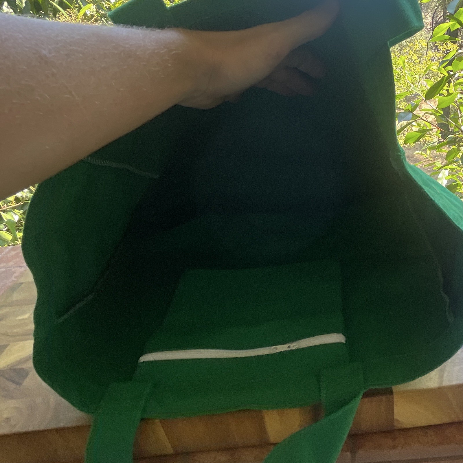 Garden of Life Green Canvas Large Logo Tote Bag w/ Zipper Pocket 21x12x14
