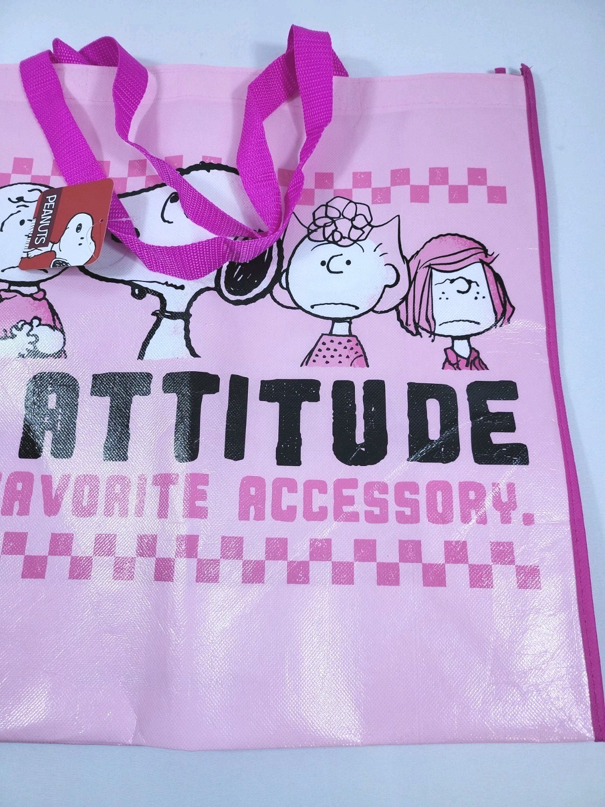 Peanuts Snoopy & Gang My Attitude Reusable Shopping Bag Grocery Read Description