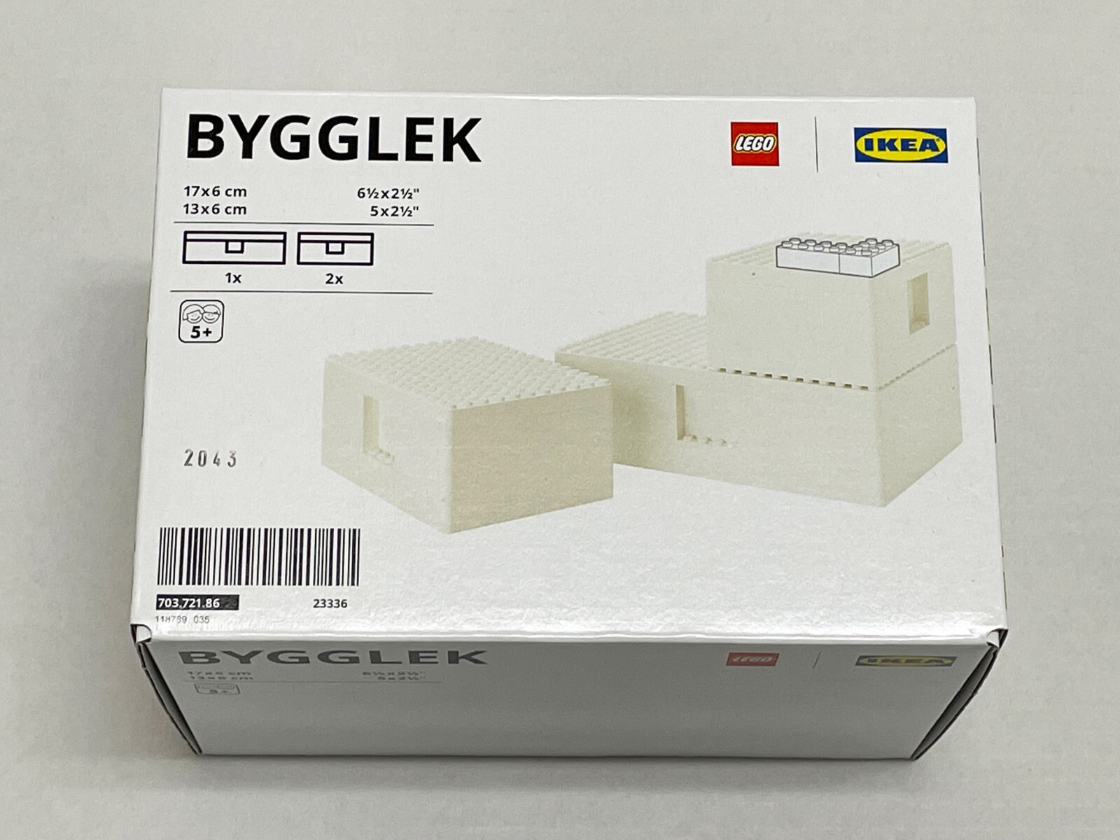 Ikea BYGGLEK LEGO box with lid, set of 3, white 703.721.86 – NEW