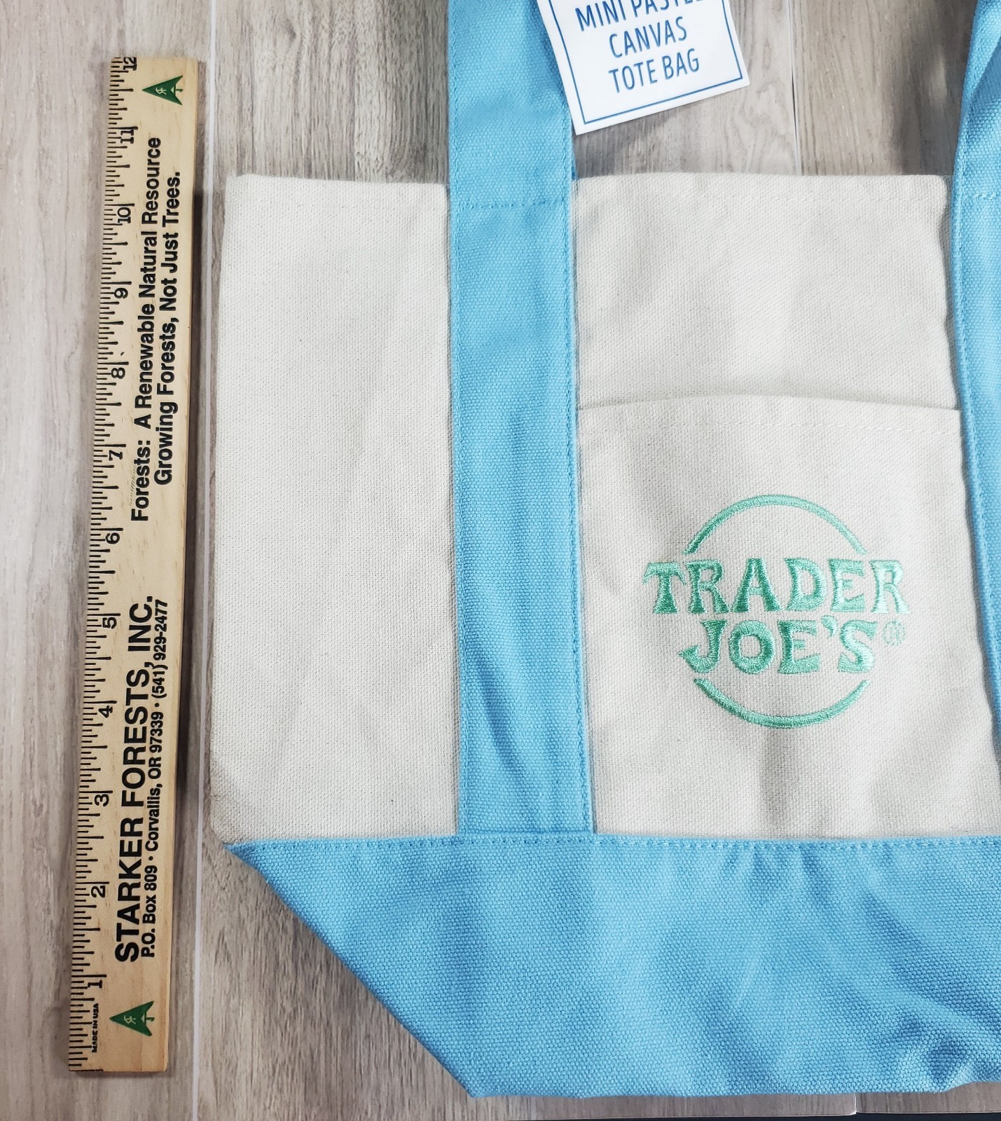 NWT Set of 2 Trader Joe’s Mini Lavender & Baby Blue Canvas Tote Limited Edition