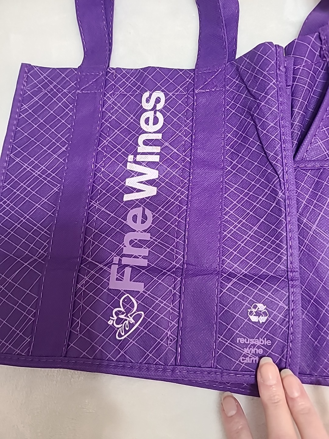 LOT OF 2 Purple MY EARTH Brand Wine Shopping Bags; Holds 6 Bottles