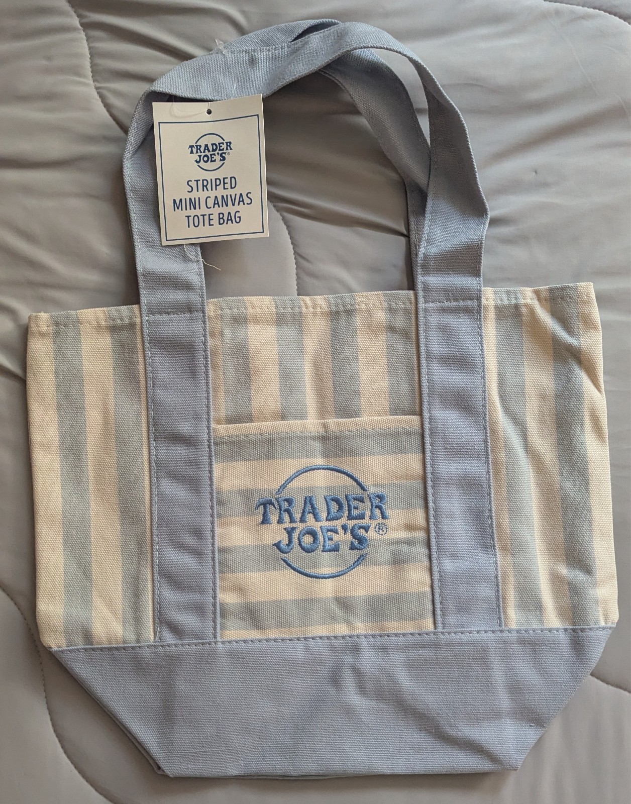 Trader Joe’s Mini Pastel Stripe Canvas Tote Bag Limited Edition Set Of 4 In Hand