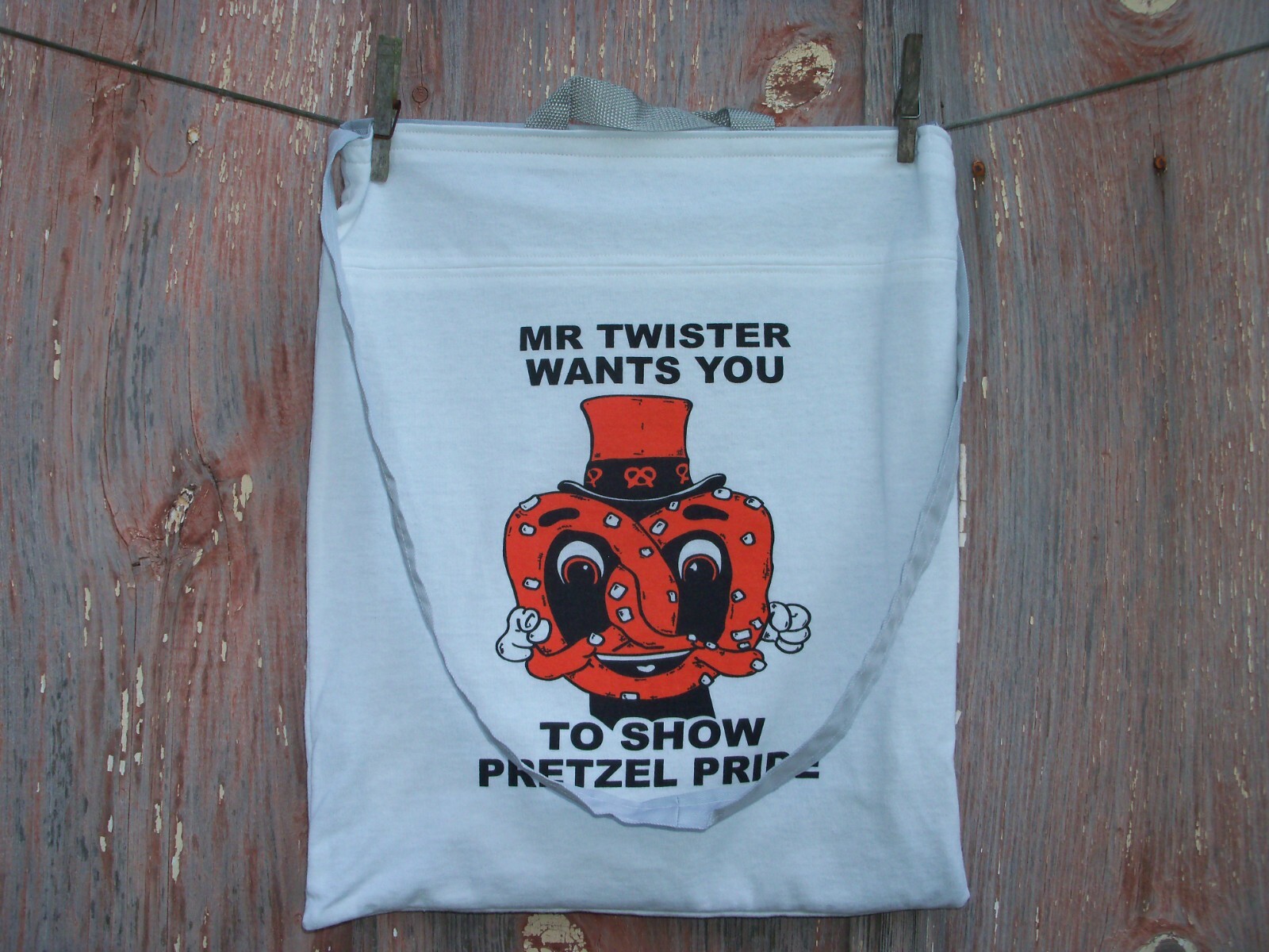 Mr. Twister Pretzel Pride Recycled T-Shirt Tote Bag Grocery Shopping Pool Sports
