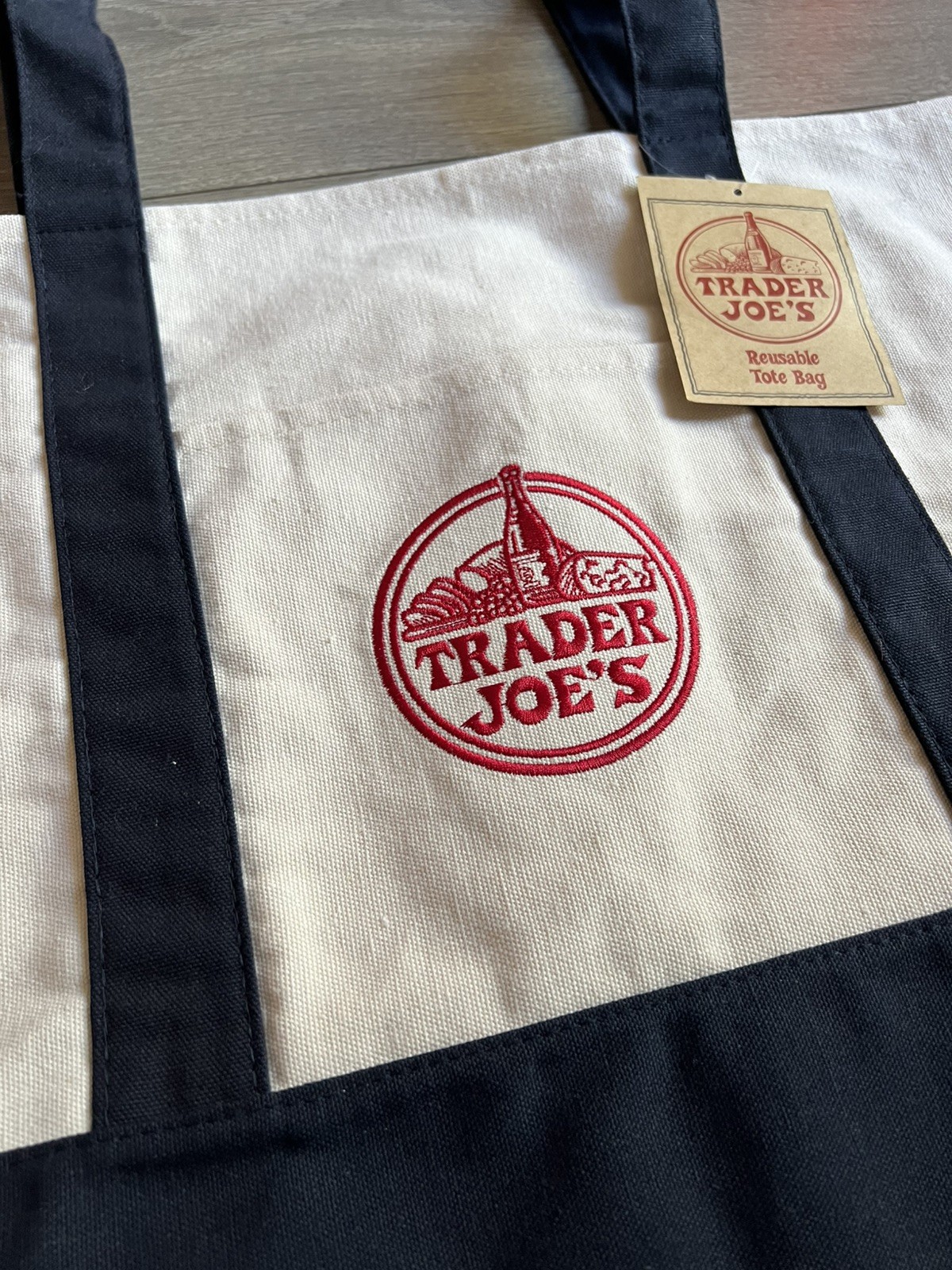 Trader Joe’s Canvas Tote Shopping Bag – LARGE CLASSIC NAVY BLUE – NEW with TAGS