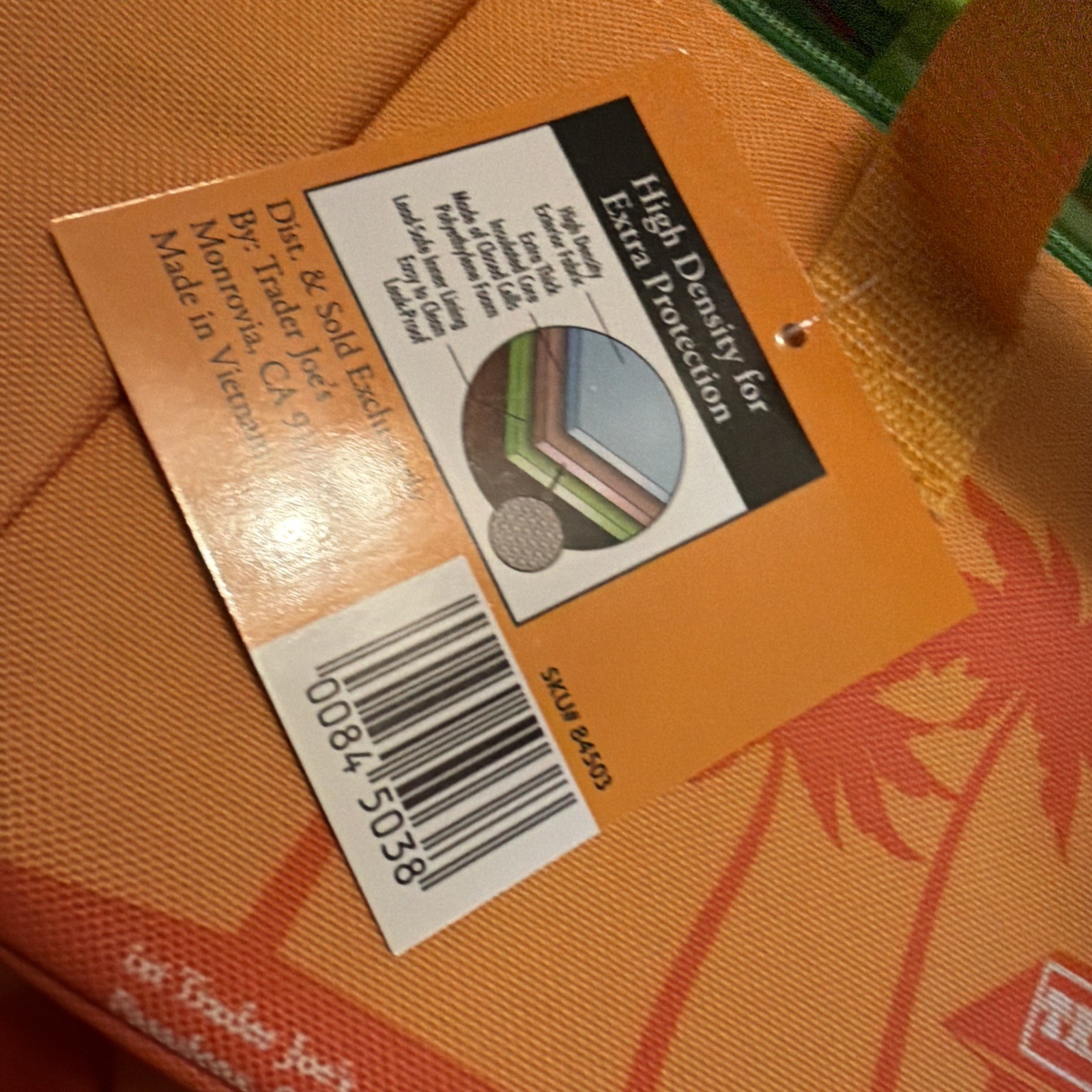 Brand New Trader Joe’s Bag Mini Insulated Tote Bag Orange & Green with tags