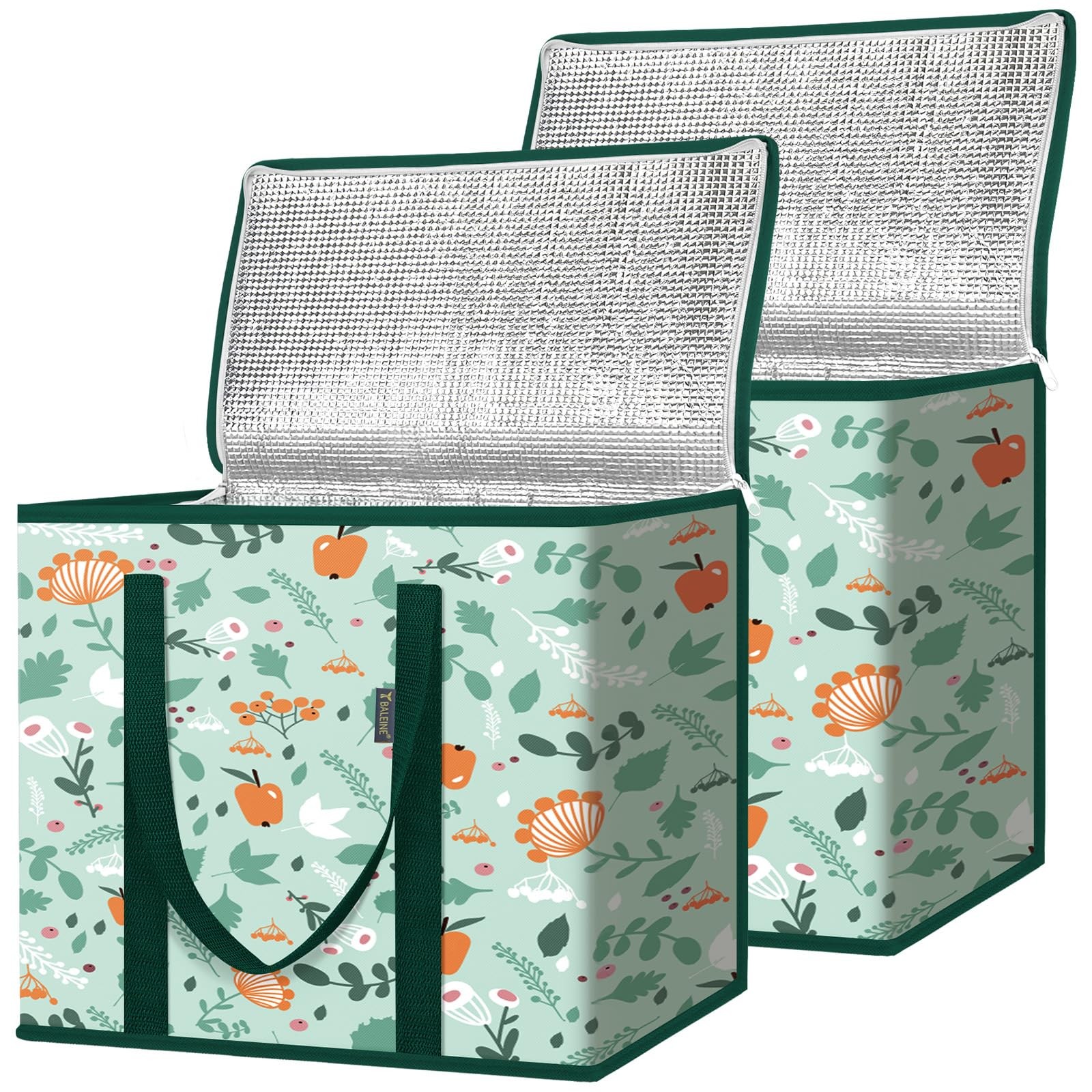 Insulated Reusable Grocery Bags 2~Pack, Collapsible Cooler, Large