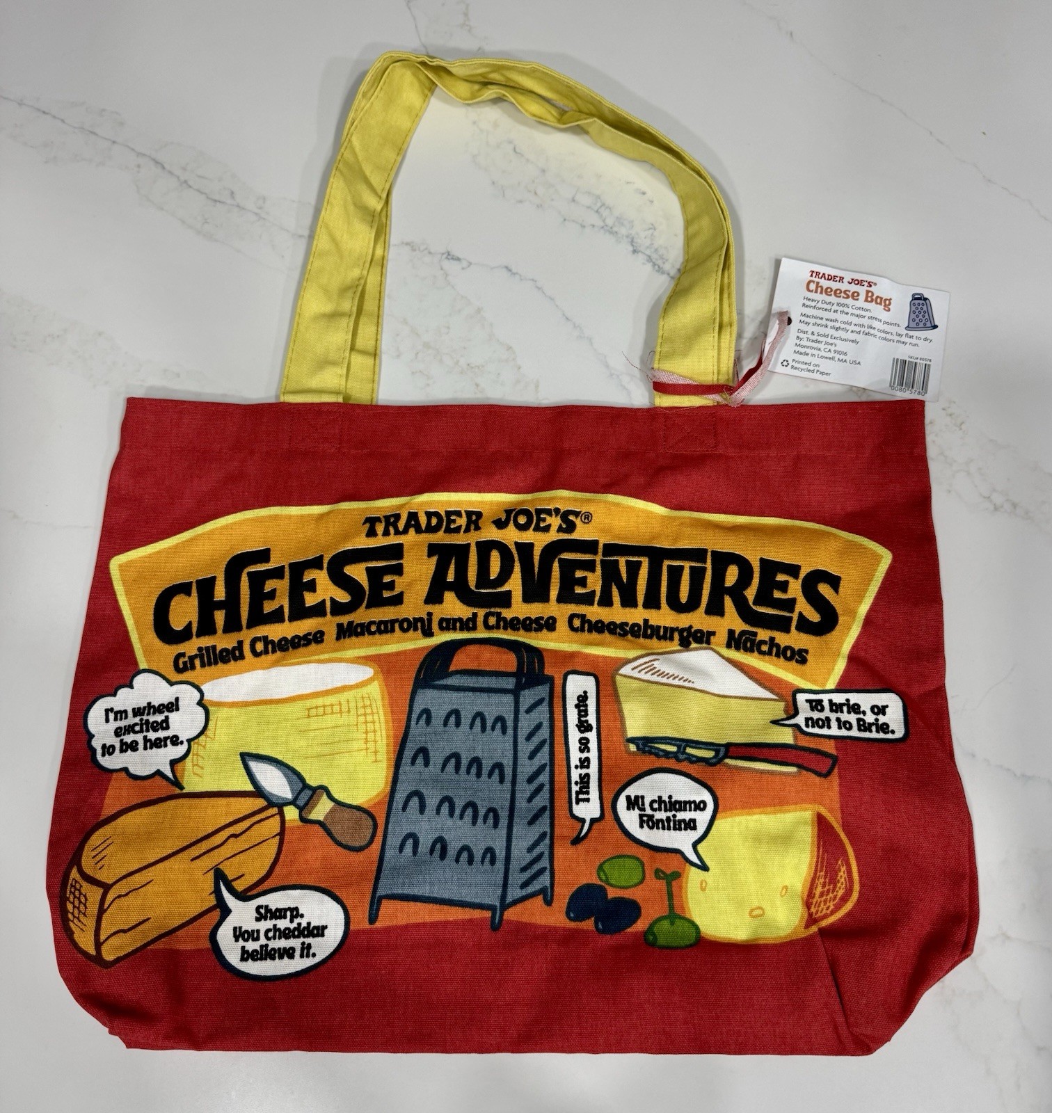 Trader Joe’s Cheese Adventures Reusable Tote Bag New with Tag Ships Free 🧀🧀🧀