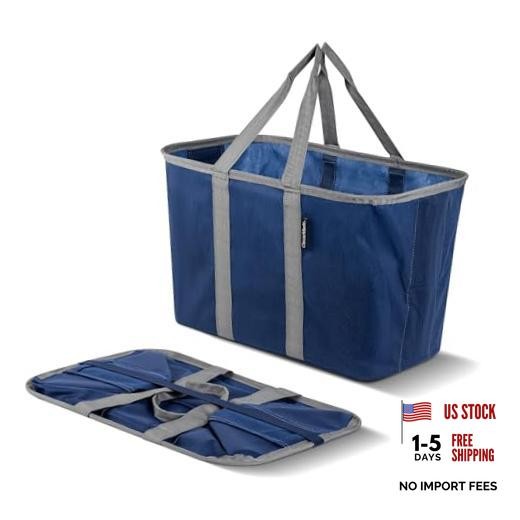 EcoBasket Collapsible Tote Basket – Reusable Grocery 30l – 1 Pack Blue/Gray
