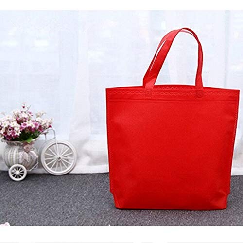 10 PCS Reusable Tote Bags Travel Kitchen Non-woven Fabric Grocery Bag Red
