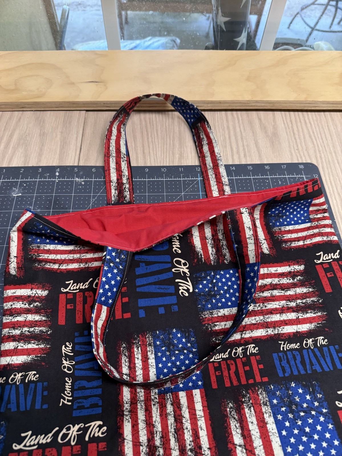 Reusable American Flag Tote Bag Red White Blue 18×12 in, Less Than 6 in