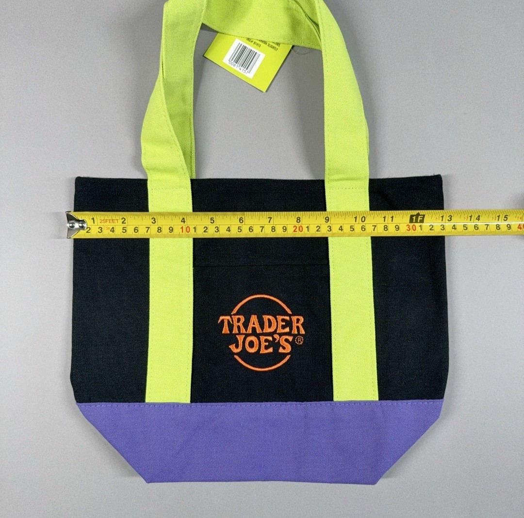 Limited Trader Joe’s Mini Black Green Canvas Tote Bag – SHIPS TODAY Carrying Bag