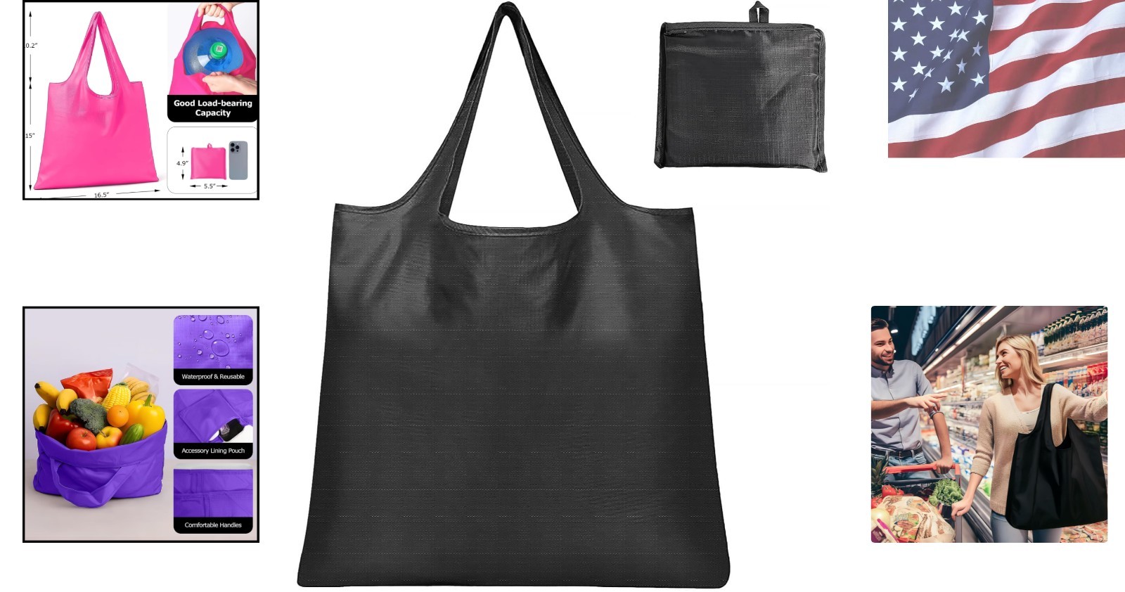 Versatile Large Nylon Shopping Bag – Foldable, Waterproof, & Machine Washable