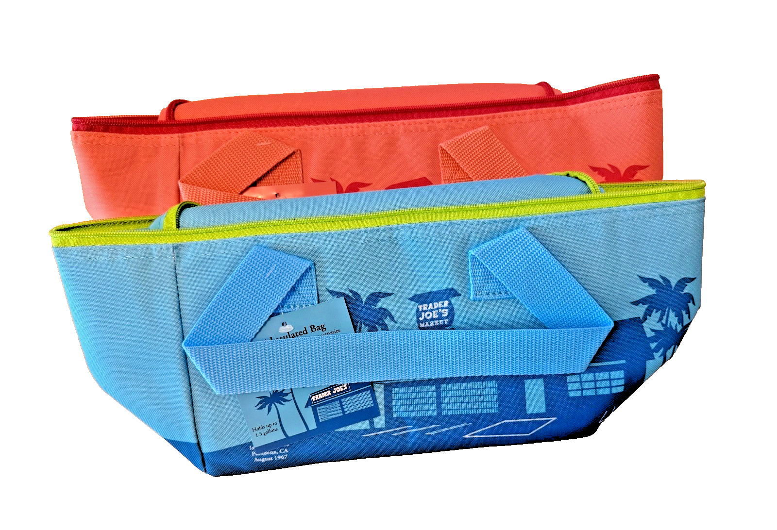 New Trader Joe’s Mini Insulated Bags PEACH & BLUE Set of 2 ** LIMITED EDITION**
