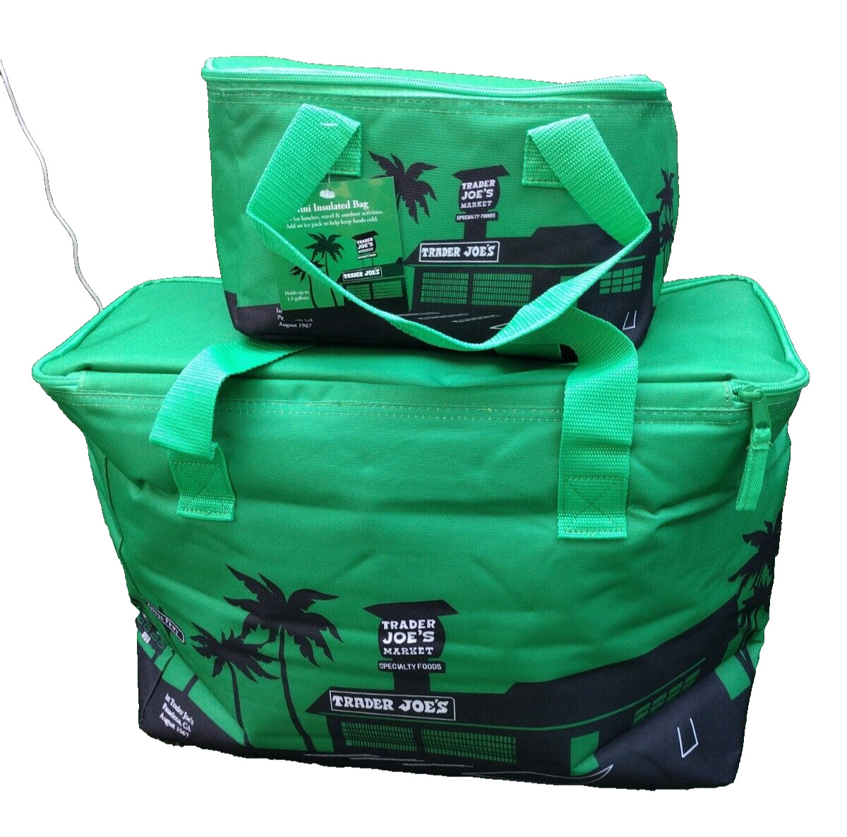 Combo of Trader Joe’s Green Large & Mini Reusable Insulated Bags 8 and 1.5 Gal