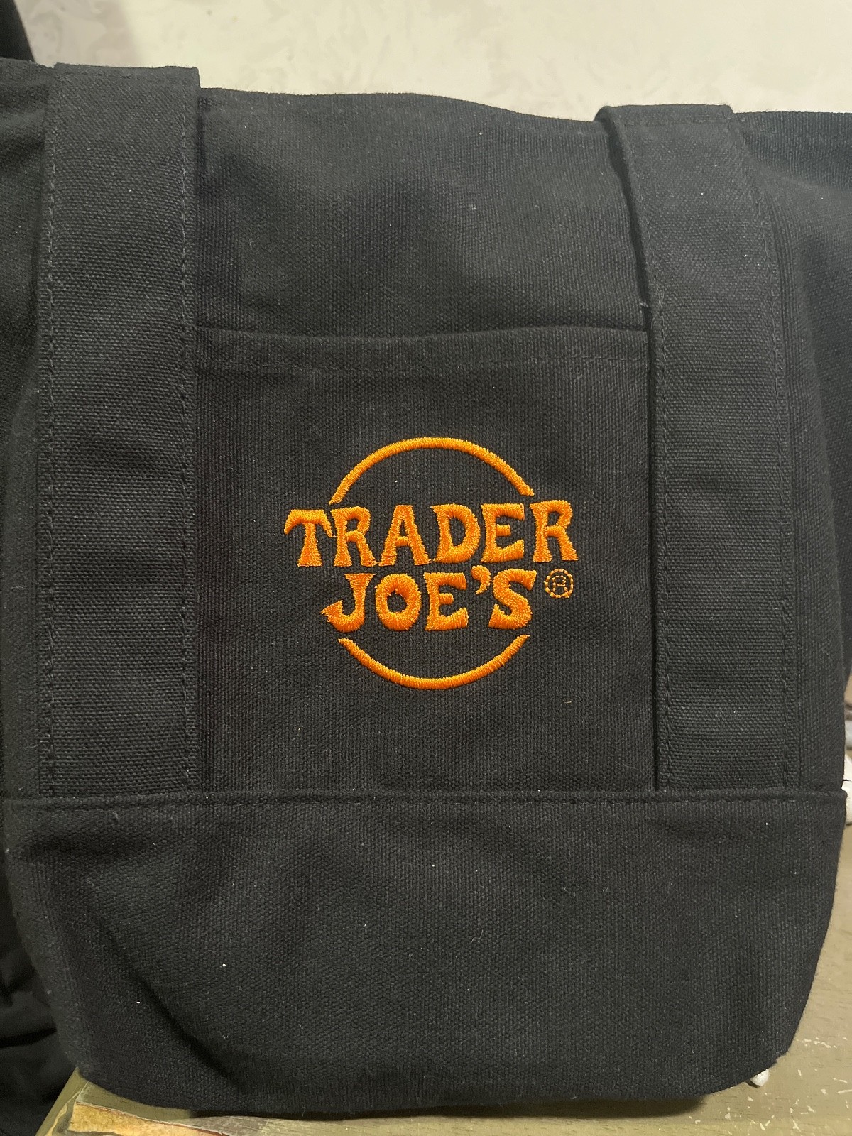 Trader Joes Mini Halloween Canvas Tote Bag ORANGE AND BLACK !