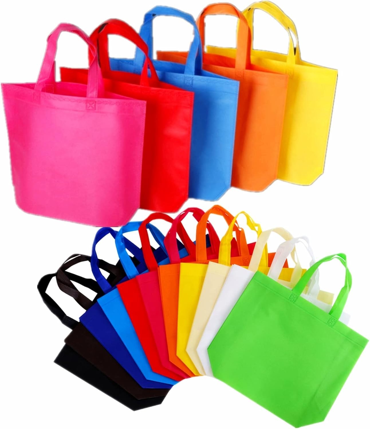 12 Pack 13″ 12 Colors Multi-Color Reusable Tote Gift Bag One Side Blank Non-wove