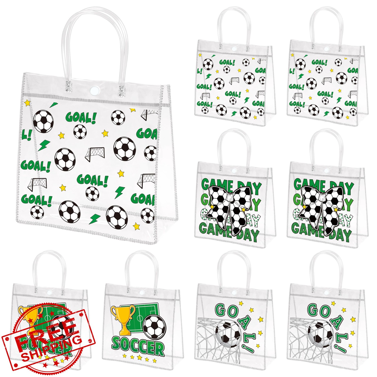 H1vojoxo Soccer PVC Gift Bags – 24ct Clear Sports Tote Bag Reusable