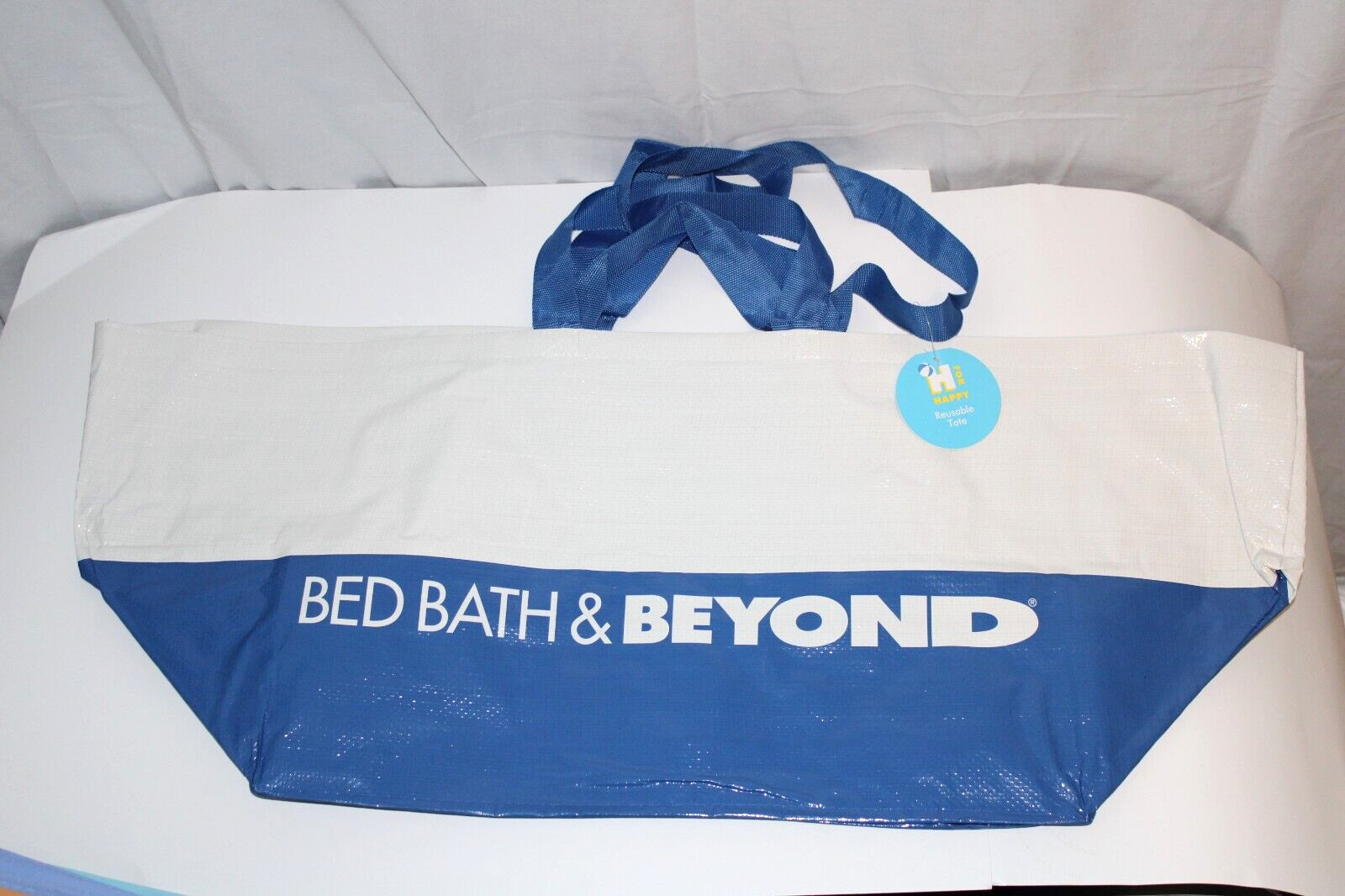 BED BATH & BEYOND XL Reusable SHOPPING TOTE BAG Blue
