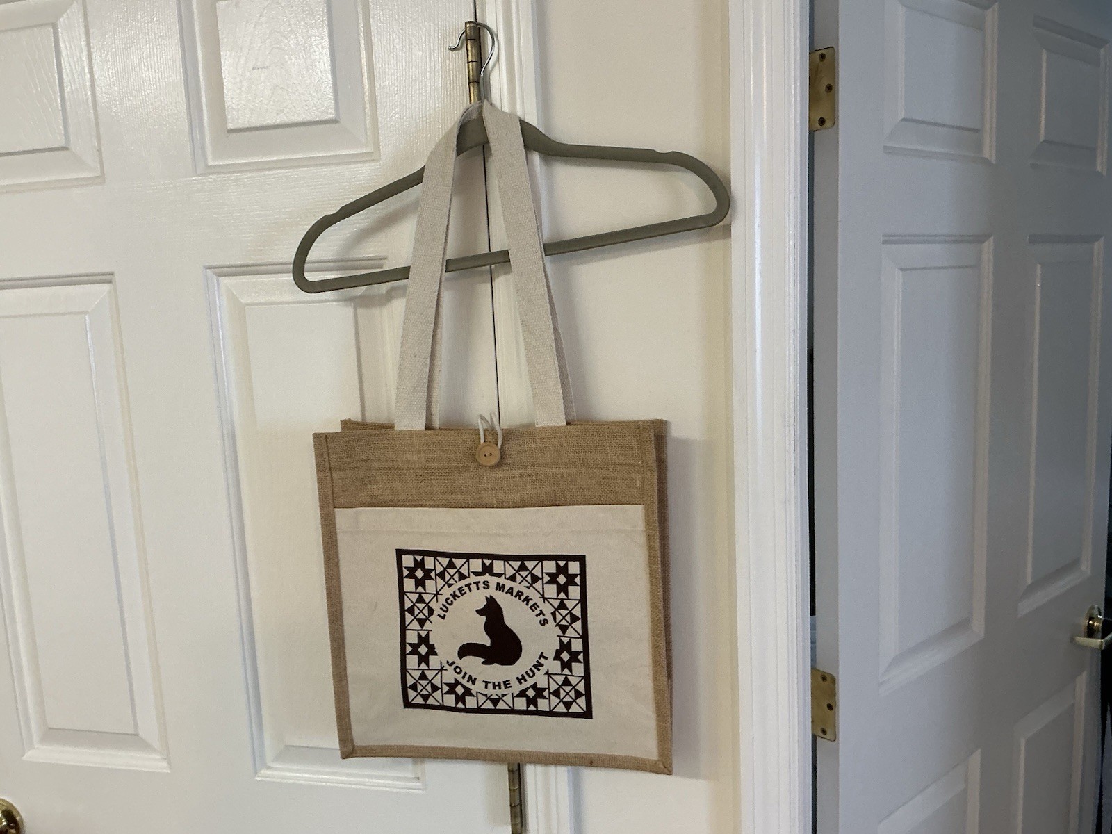 Lucketts Markets Burlap/Jute Farmer’s Market Tote/Shopping Bag