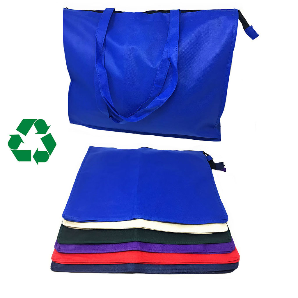 1 Dozen Large Big 20″ Zippered Reusable Grocery Shopping Tote Bags Wholesale
