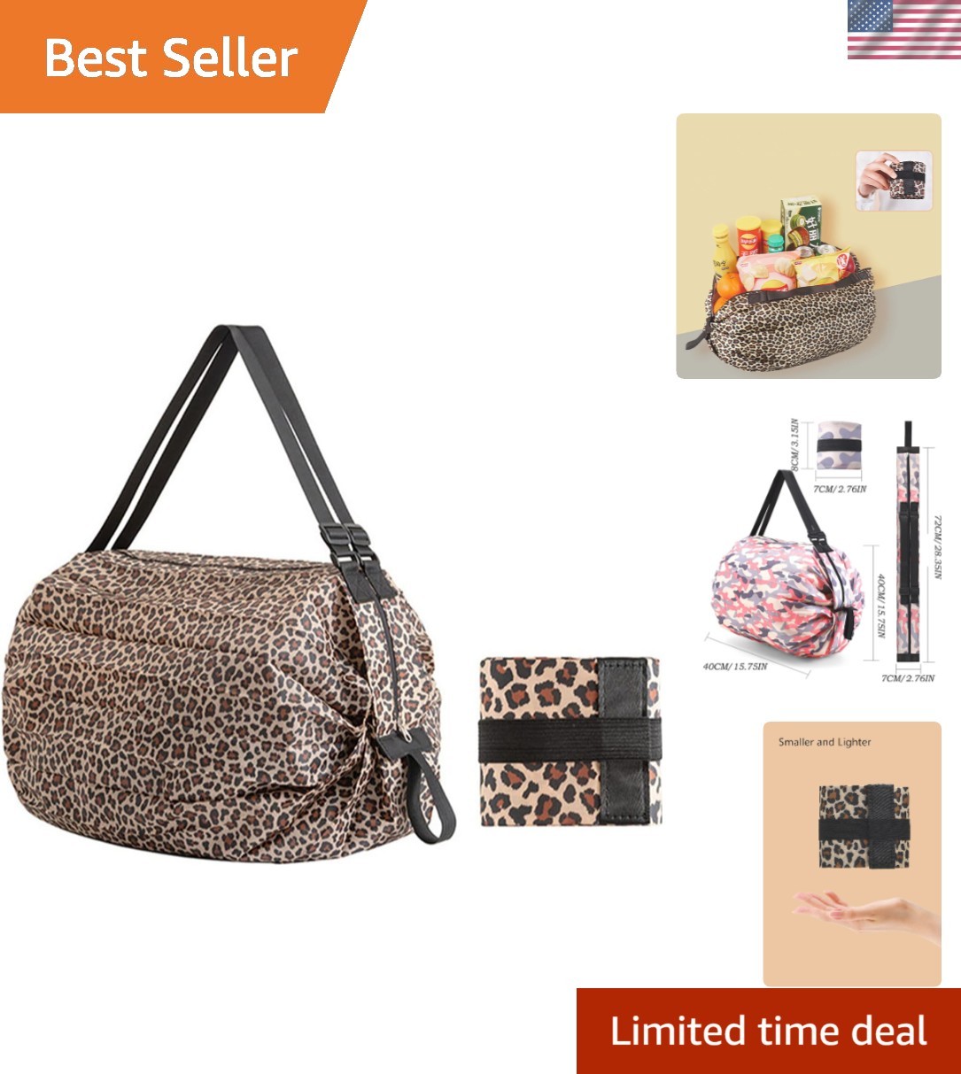 Portable Foldable Shopping Bag Large Capacity Multipurpose Storage Bag Sports…