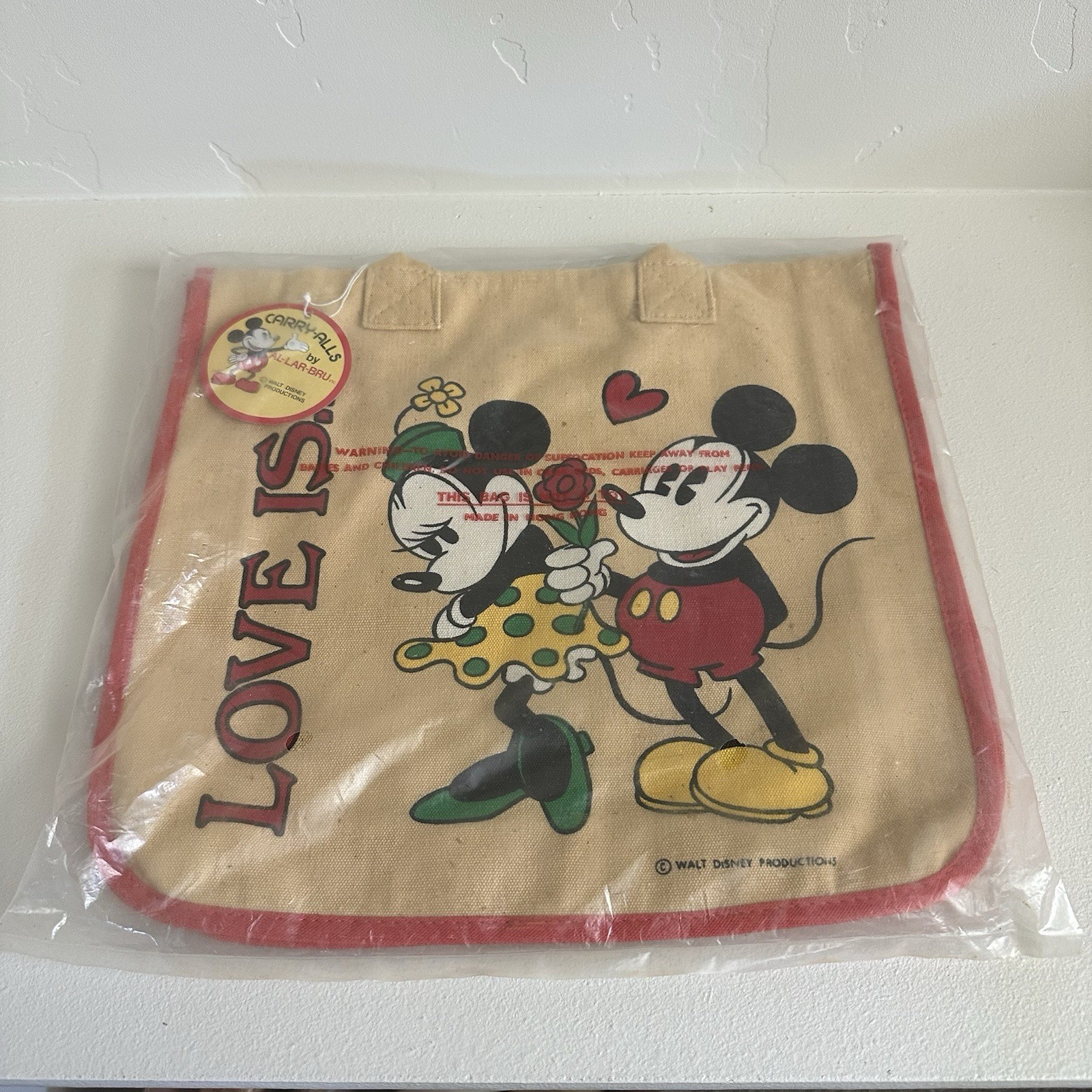Disney Vintage Mickey Minnie Canvas Double Sided Bikes Love is Tote Bag New NWT