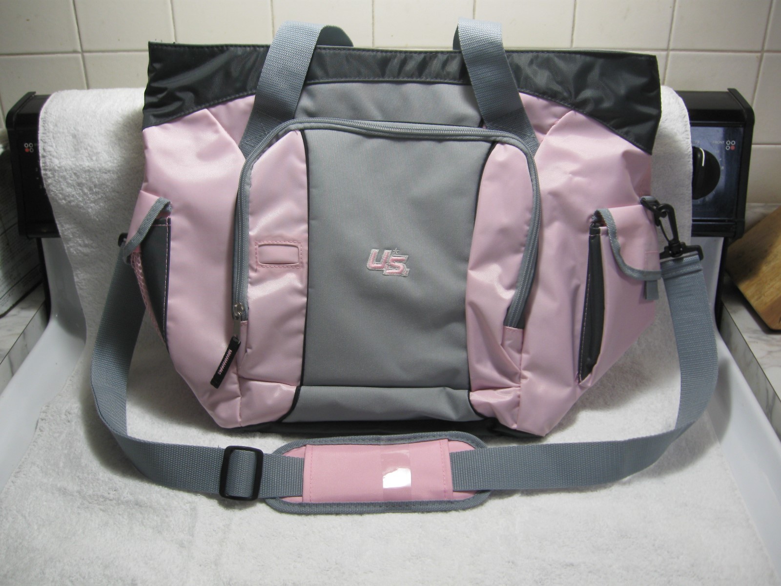 Large Two Color TOTE BAG-Overnight-Shopping-School-Work-Play-Travel-Baby-Toddler