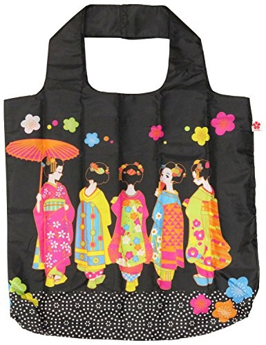 Matsumi Kogei Marusan Eco Bag Maiko Print Souvenir Bag 5.5cmx10.5cmx5cm Black